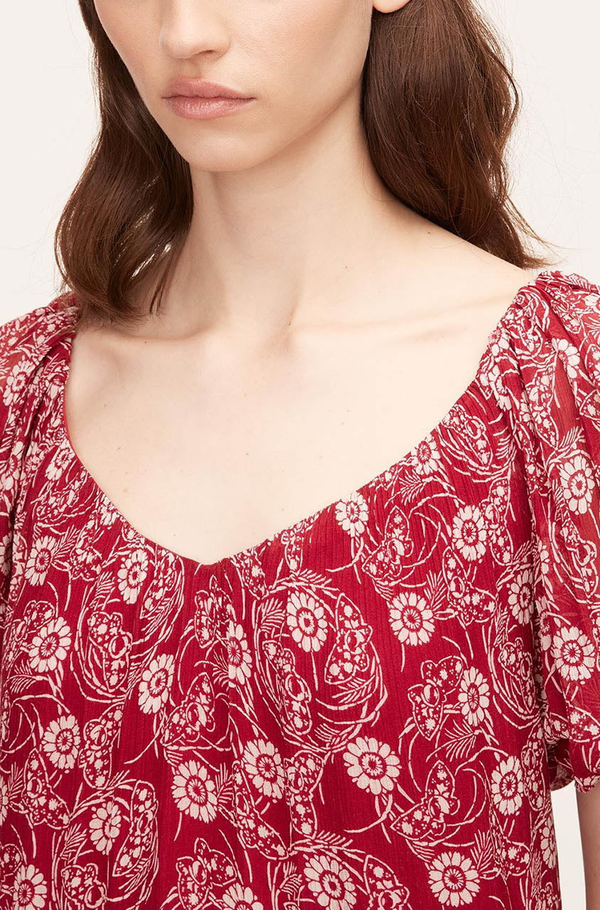 Monarch Fleur Tiered Dress in Crimson Stripe by Rebecca Taylor
