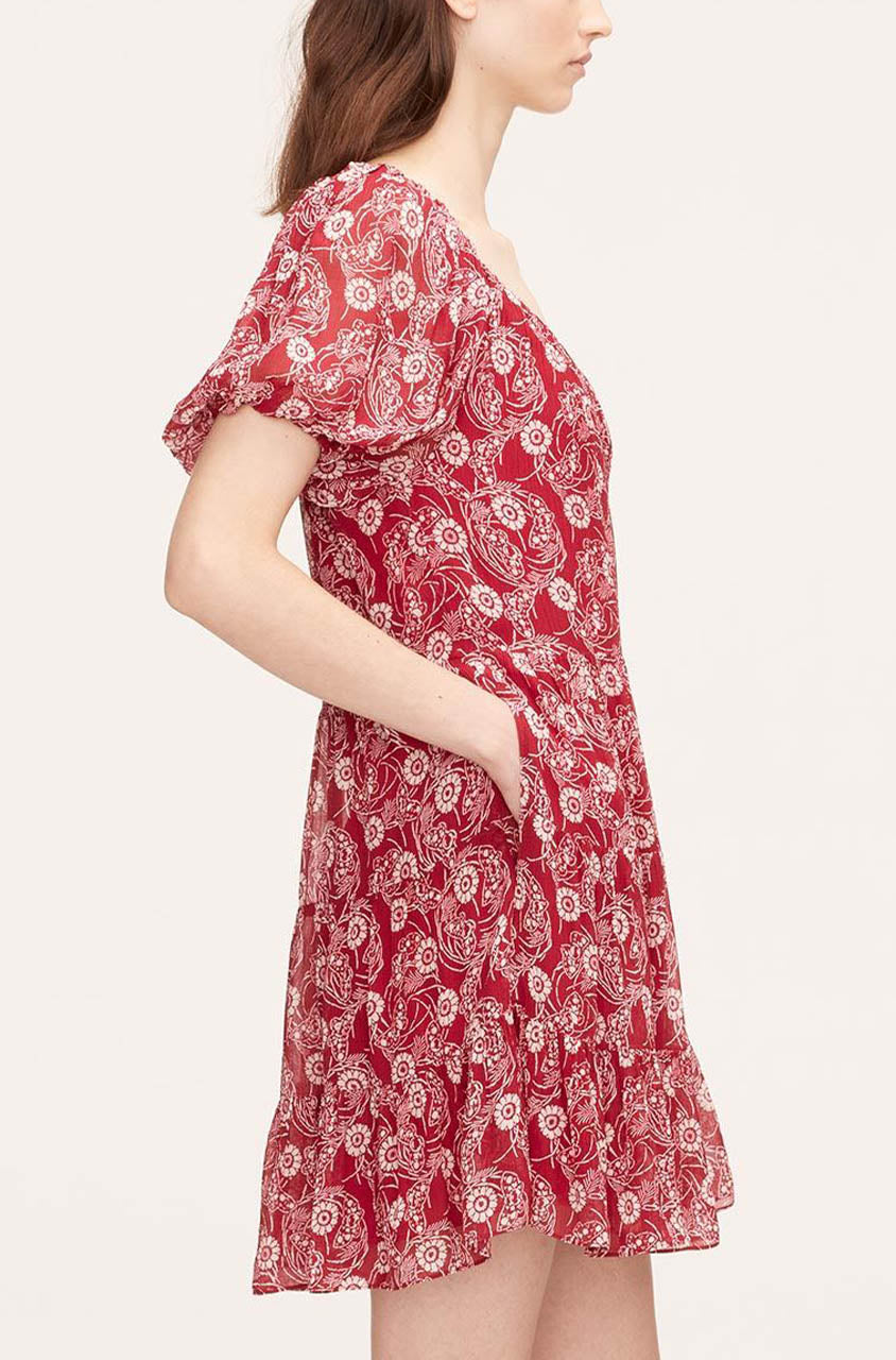 Monarch Fleur Tiered Dress in Crimson Stripe by Rebecca Taylor