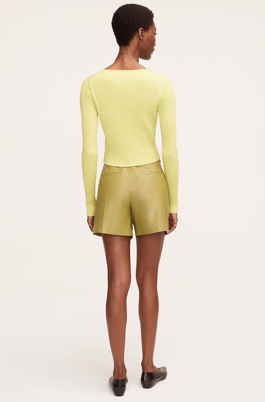 Vegan Leather Belted Short in Manzanilla by Rebecca Taylor