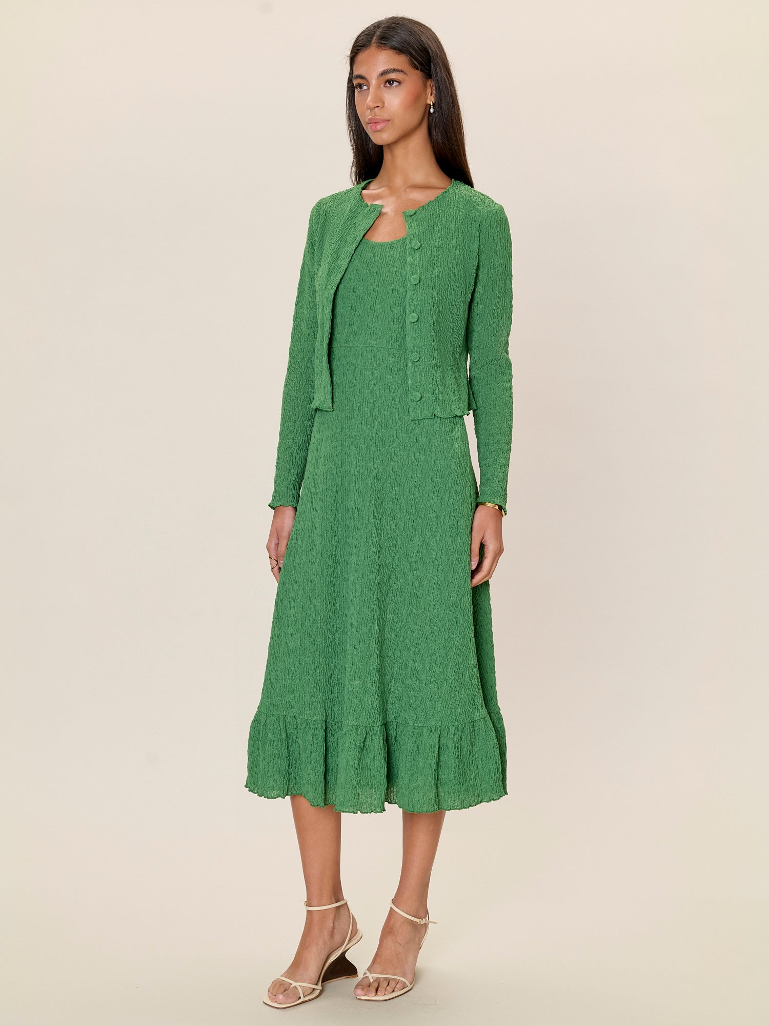 Taryn Knit Cardigan in Forest Green by Rebecca Taylor