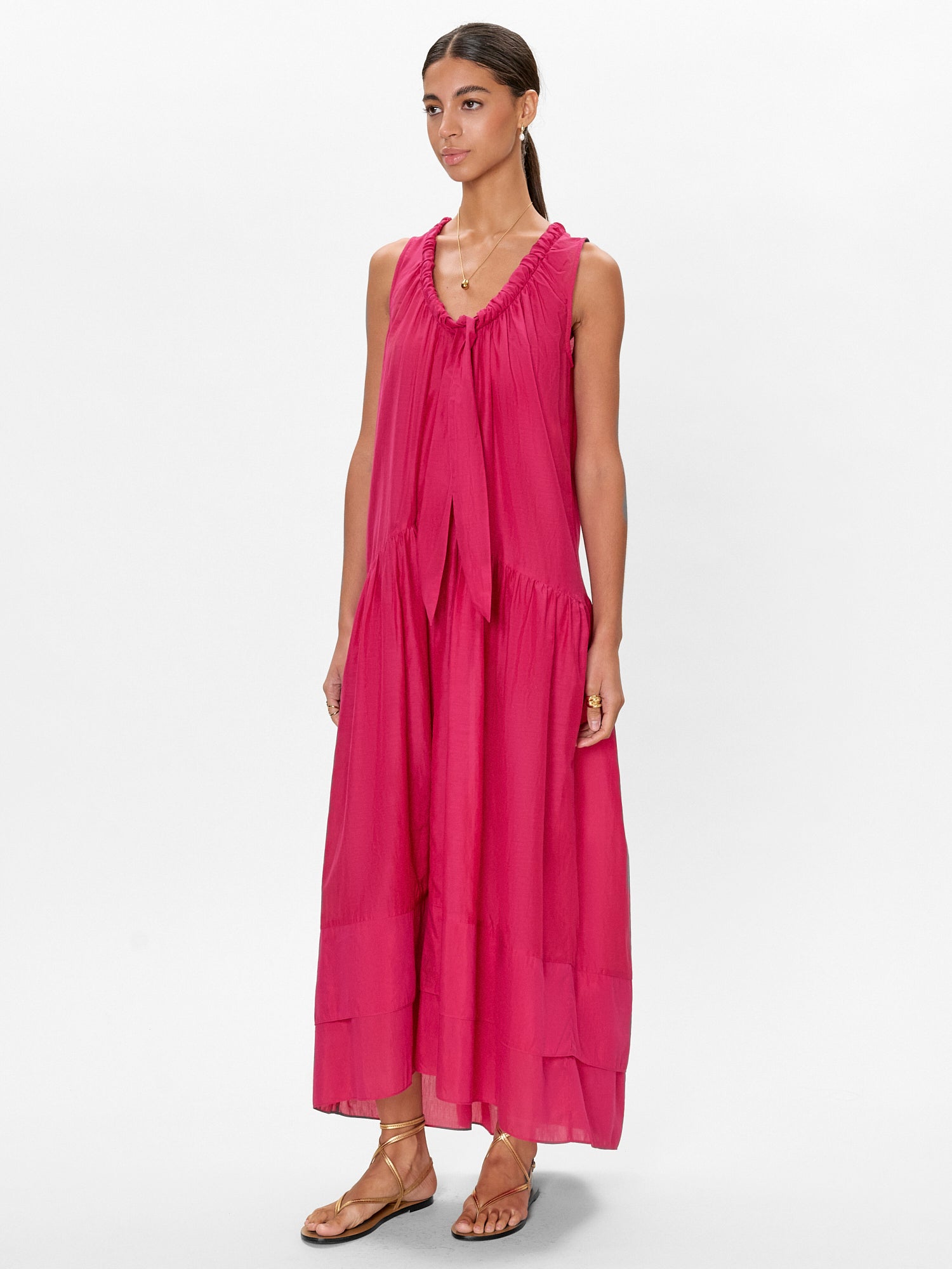 Lilou Sleeveless Dress in Fuchsia by Rebecca Taylor