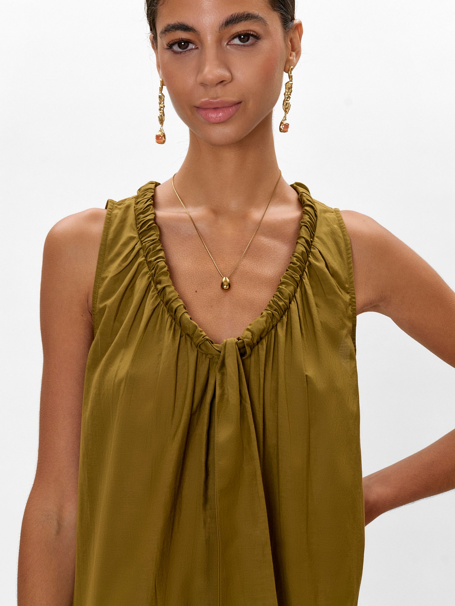 Lilou Sleeveless Dress in Leaf Green by Rebecca Taylor
