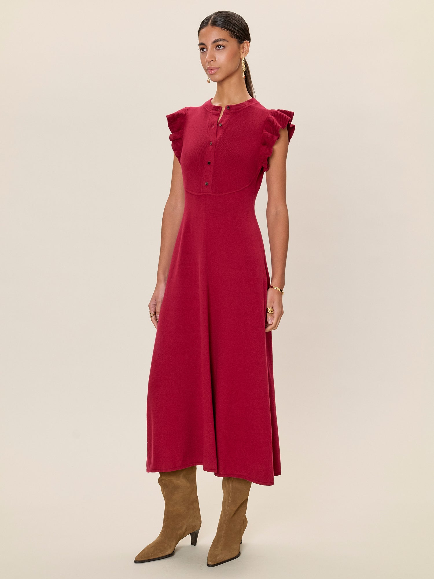 Rhea Sweater Dress in Dark Berry by Rebecca Taylor