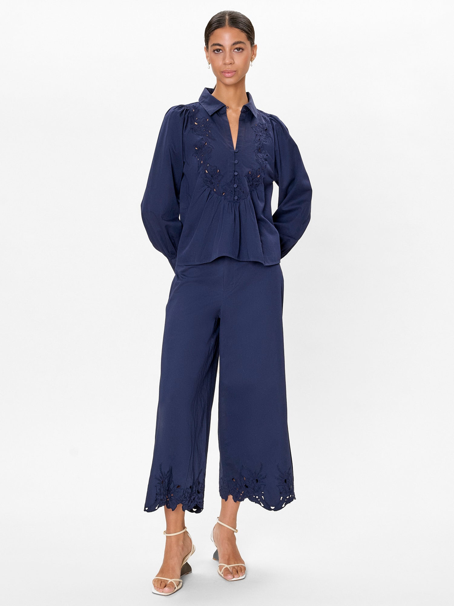 Maritime Blue Rachelle Pop Over Blouse - Rebecca Taylor