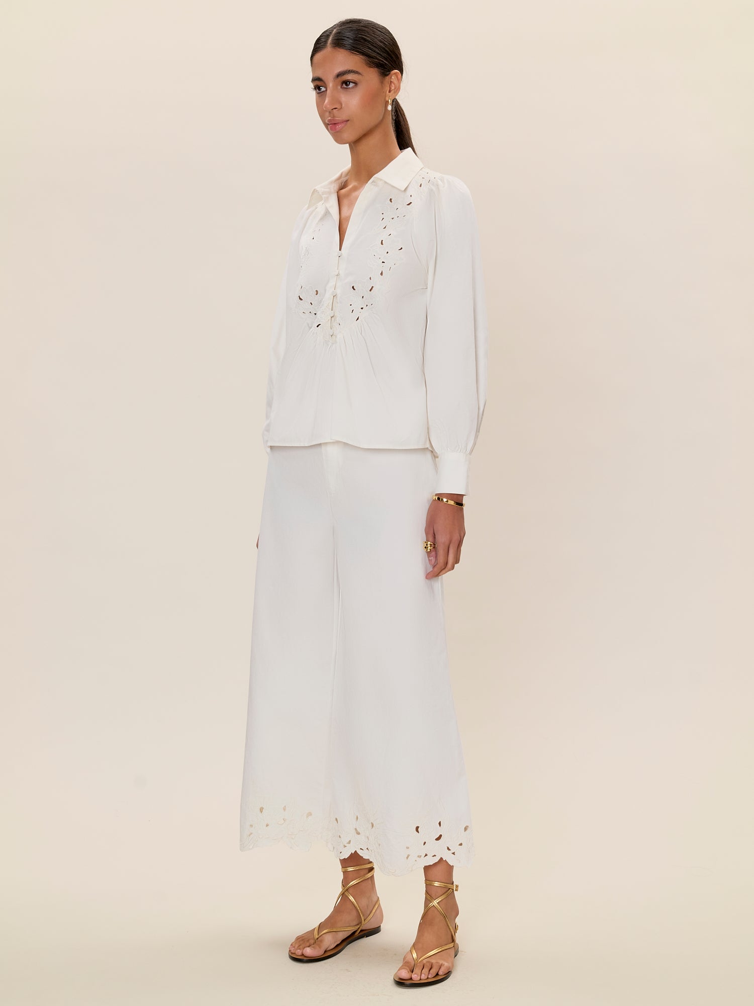 Rachelle Pop Over Blouse in Ivory by Rebecca Taylor