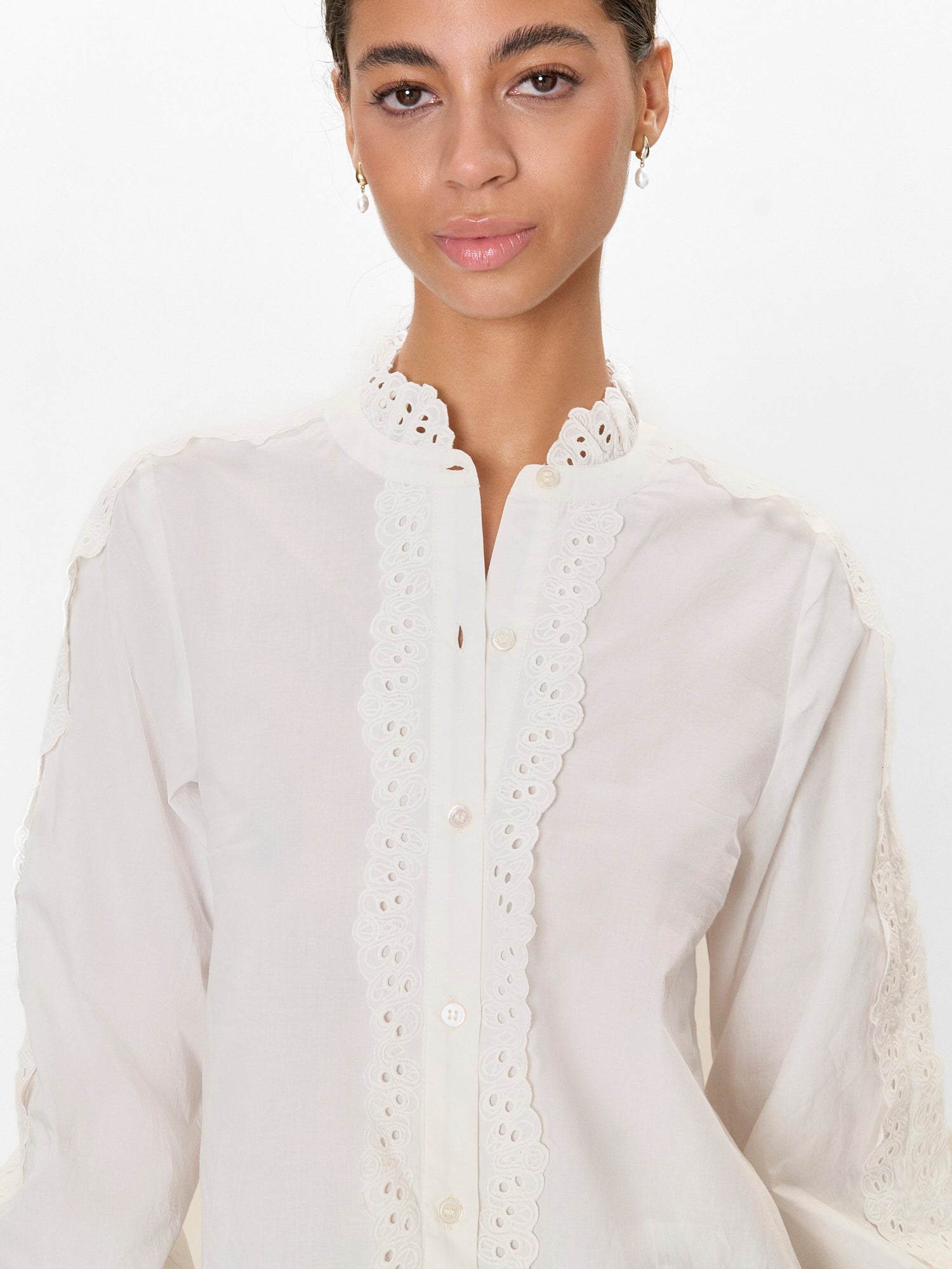 Lorelai Embroidered Shirt in Ivory by Rebecca Taylor