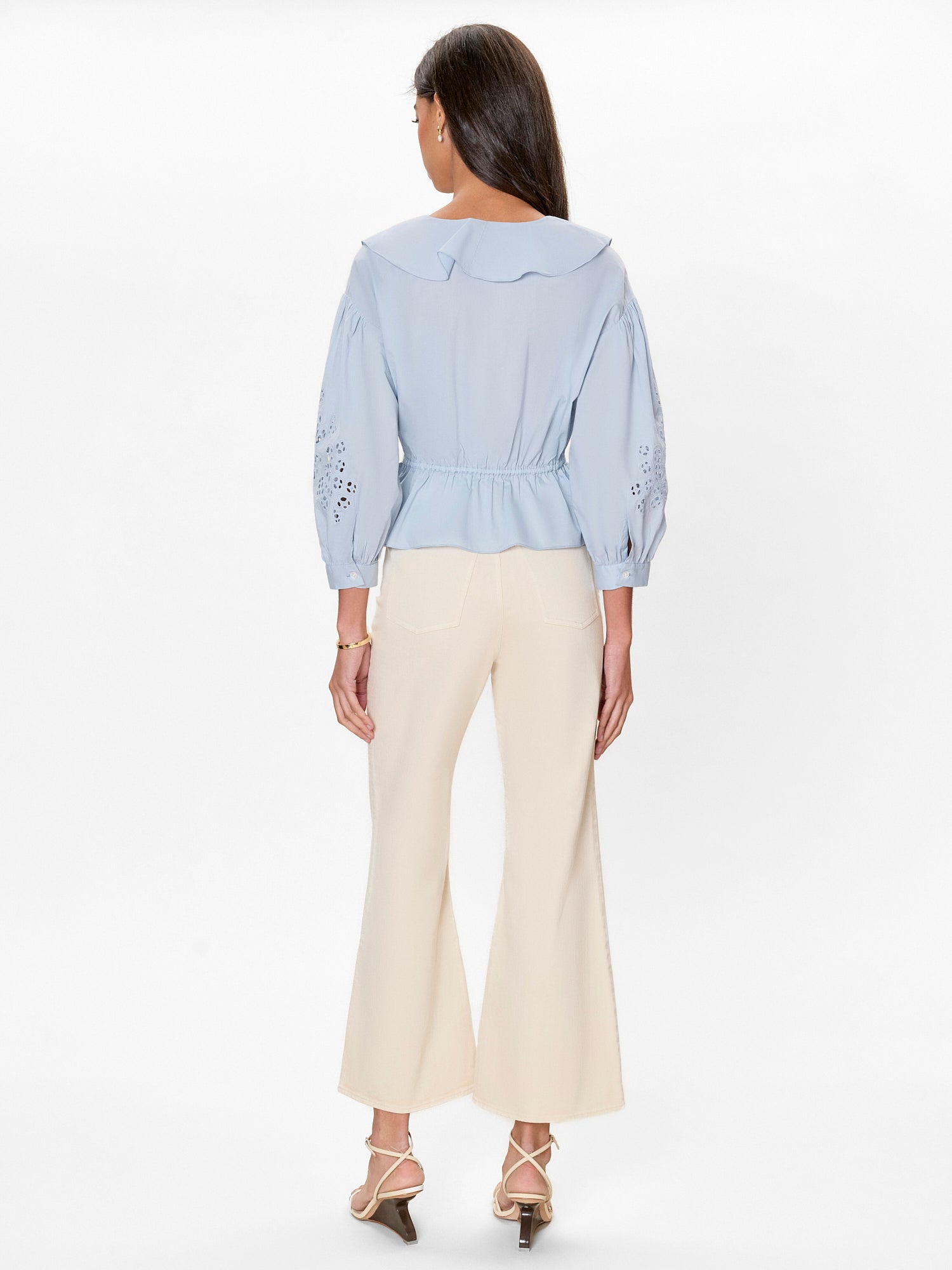 Lorelai Embroidered Blouse in Chambray by Rebecca Taylor