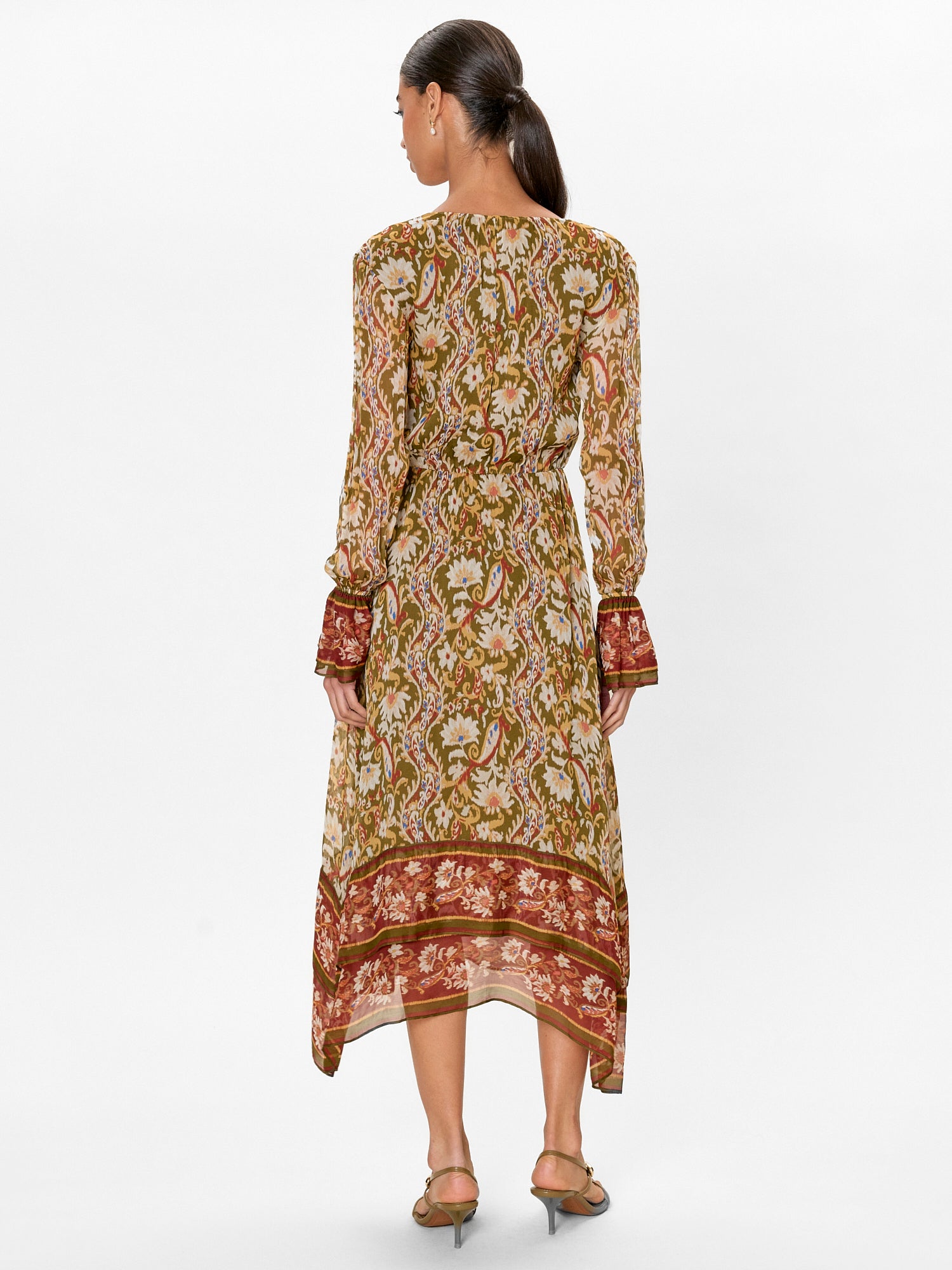 Isha Long Sleeve Dress in Pesto Combo by Rebecca Taylor