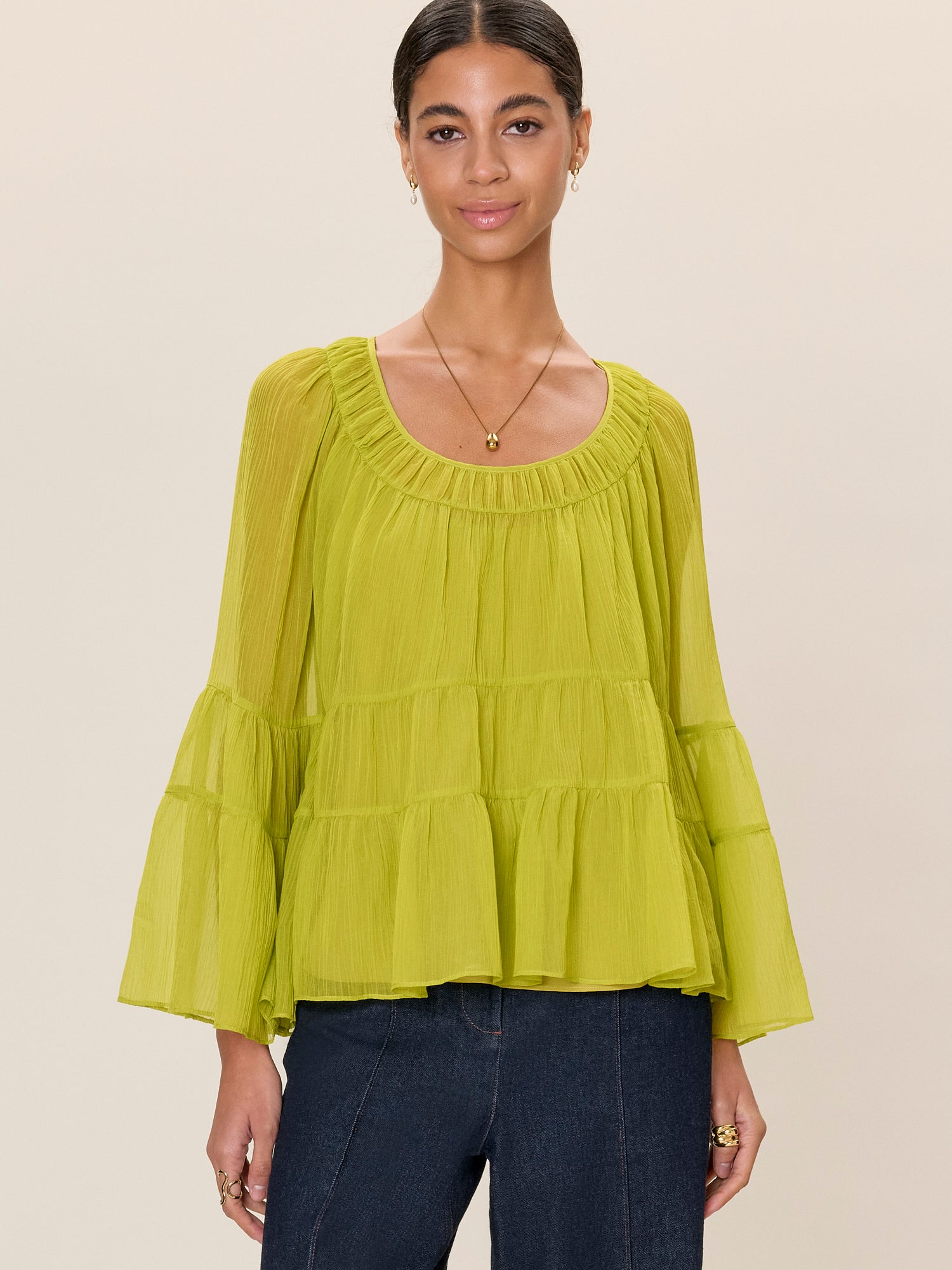 Skye Blouse in Pear Green by Rebecca Taylor