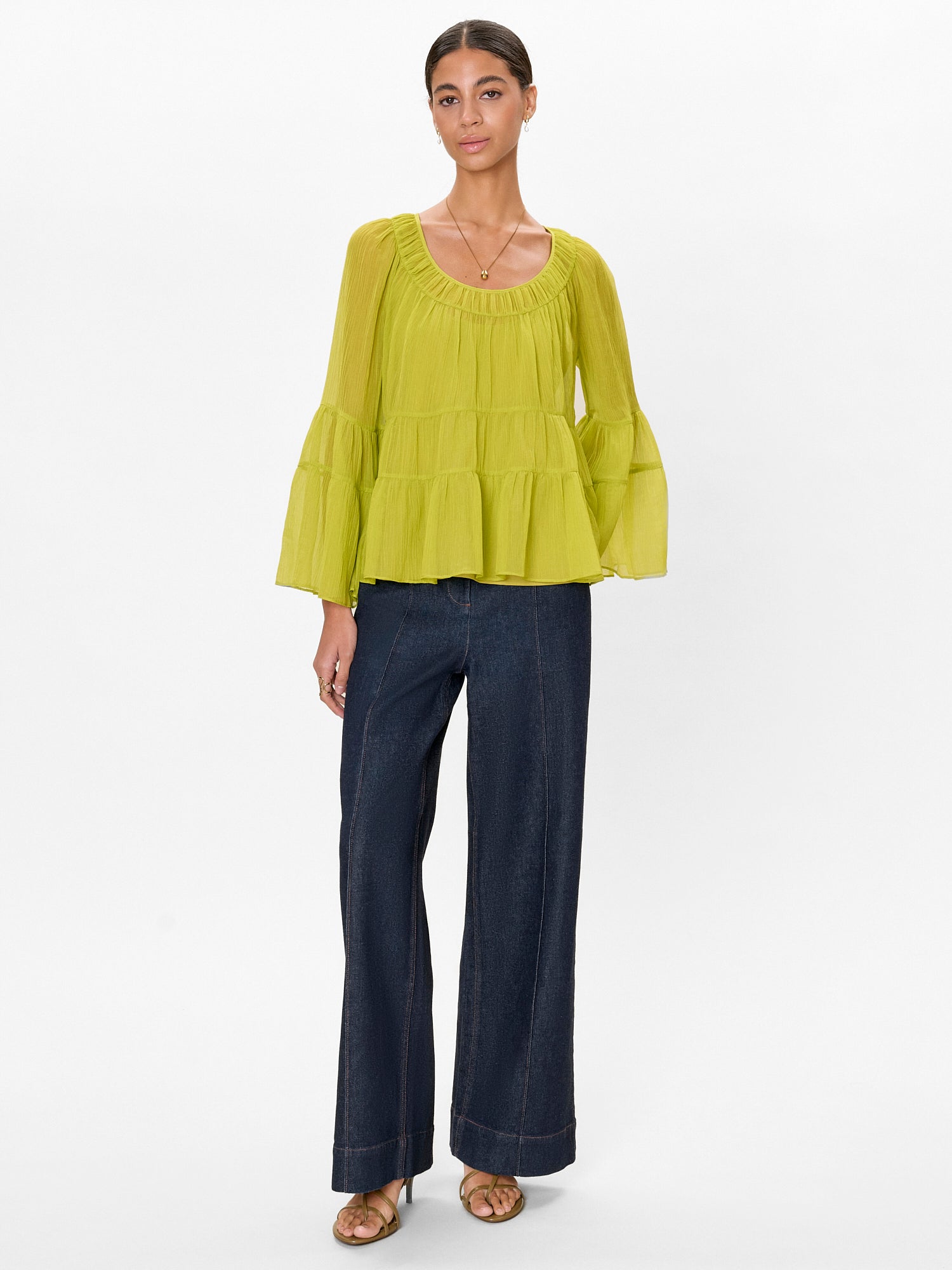 Skye Blouse in Pear Green by Rebecca Taylor