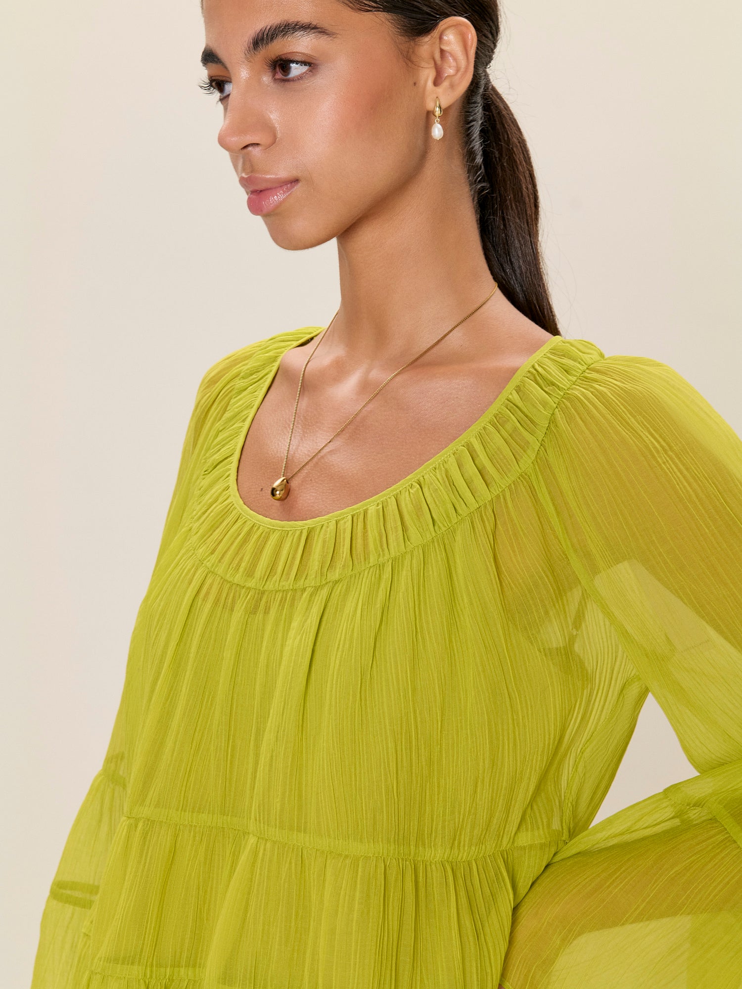 Skye Blouse in Pear Green by Rebecca Taylor