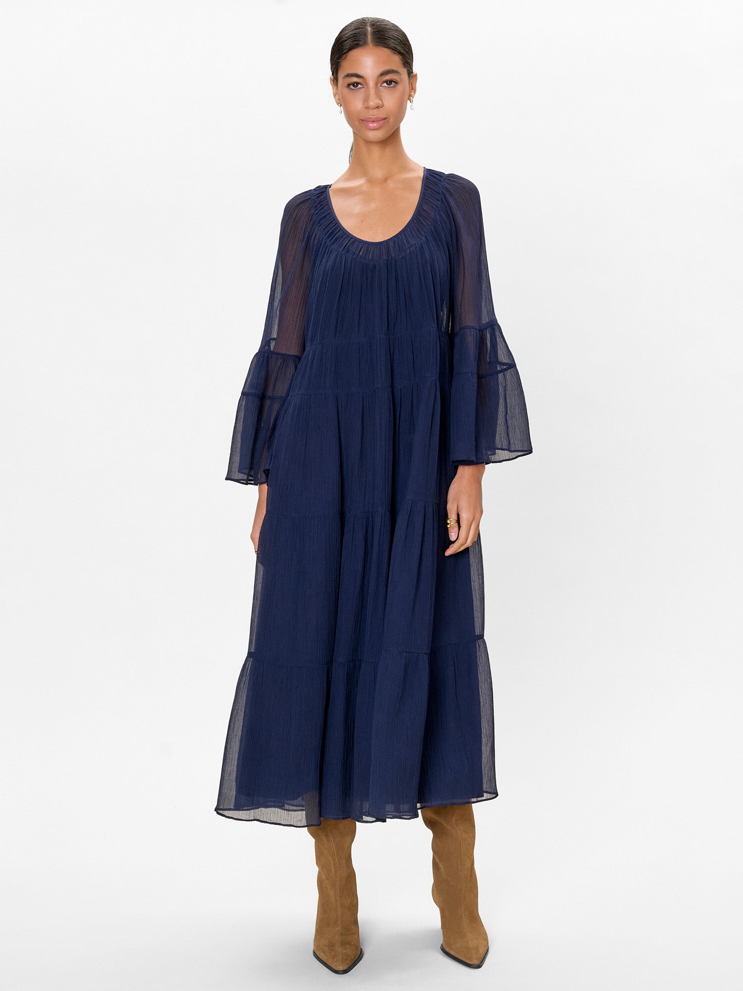 Skye Tiered Dress in Maritime Blue by Rebecca Taylor
