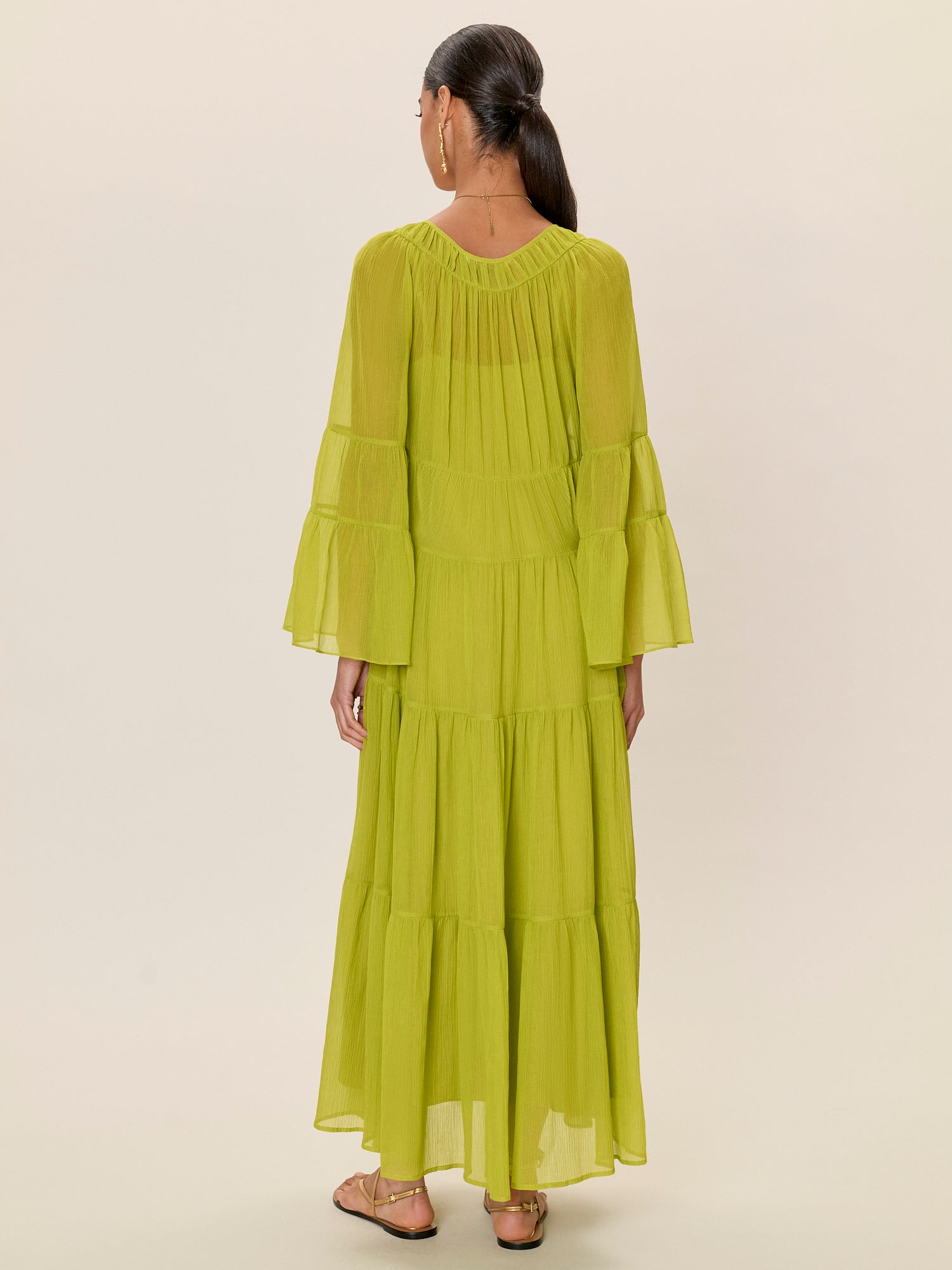 Skye Tiered Dress in Pear Green by Rebecca Taylor