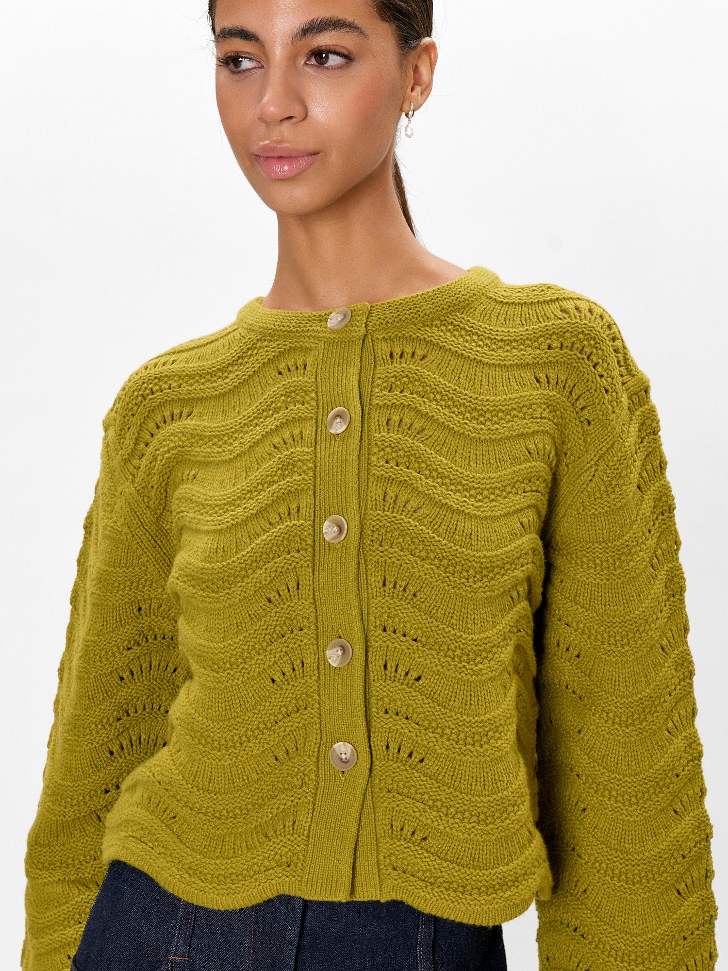 Rem Knit Cardigan in Pear Green by Rebecca Taylor