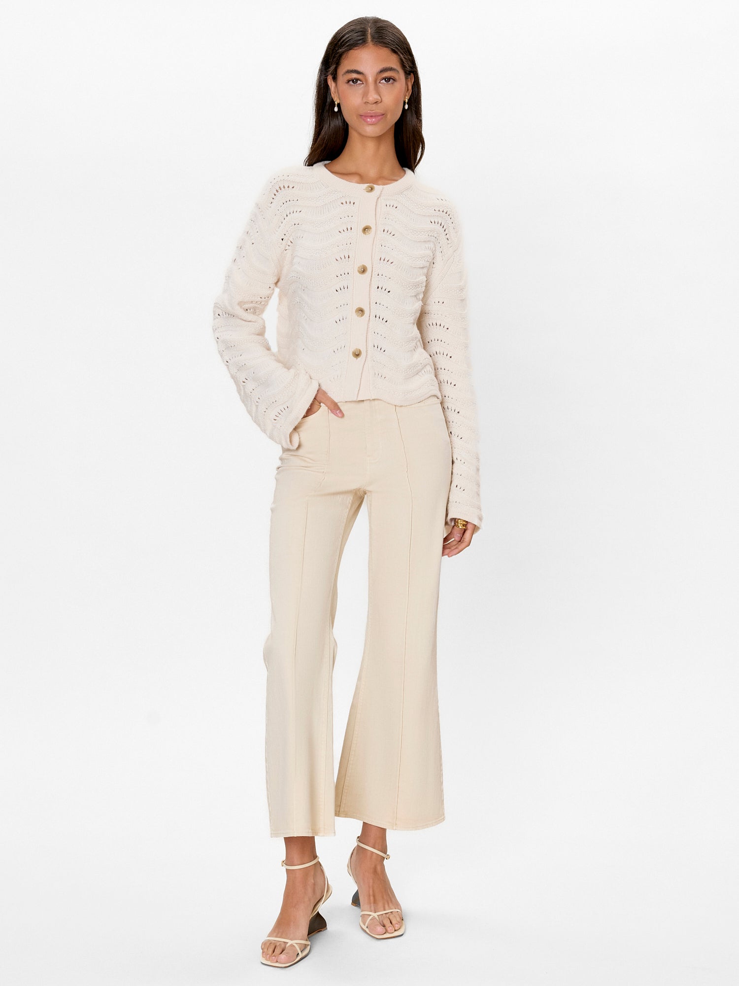 Rem Knit Cardigan in Ivory by Rebecca Taylor