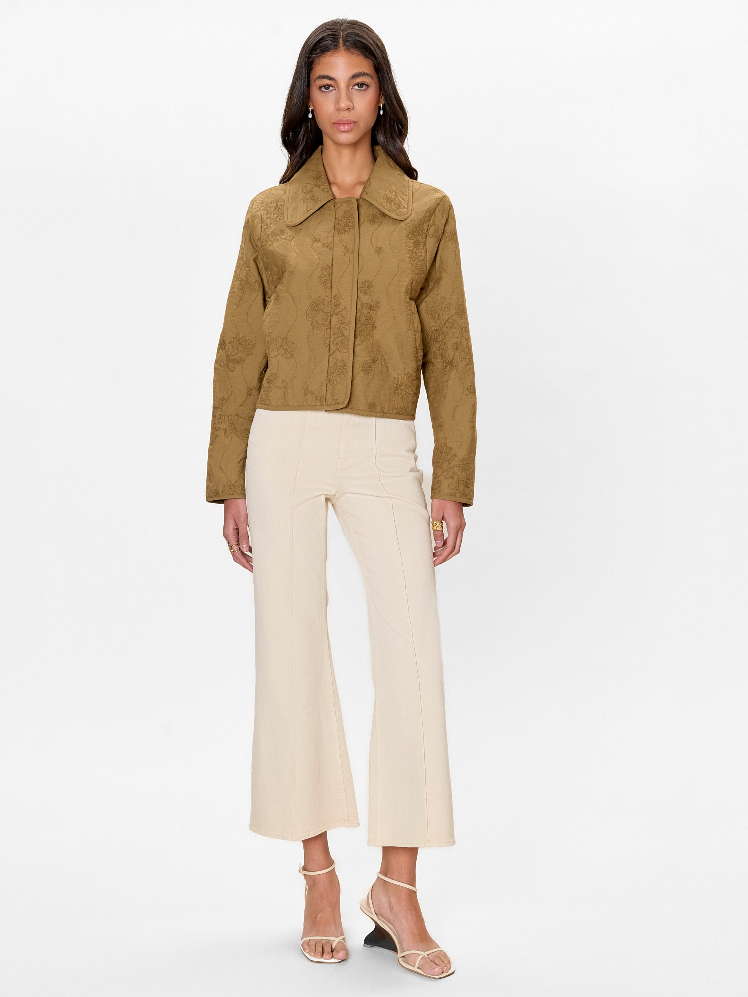 Zuri Quilted Jacket in Leaf Green by Rebecca Taylor