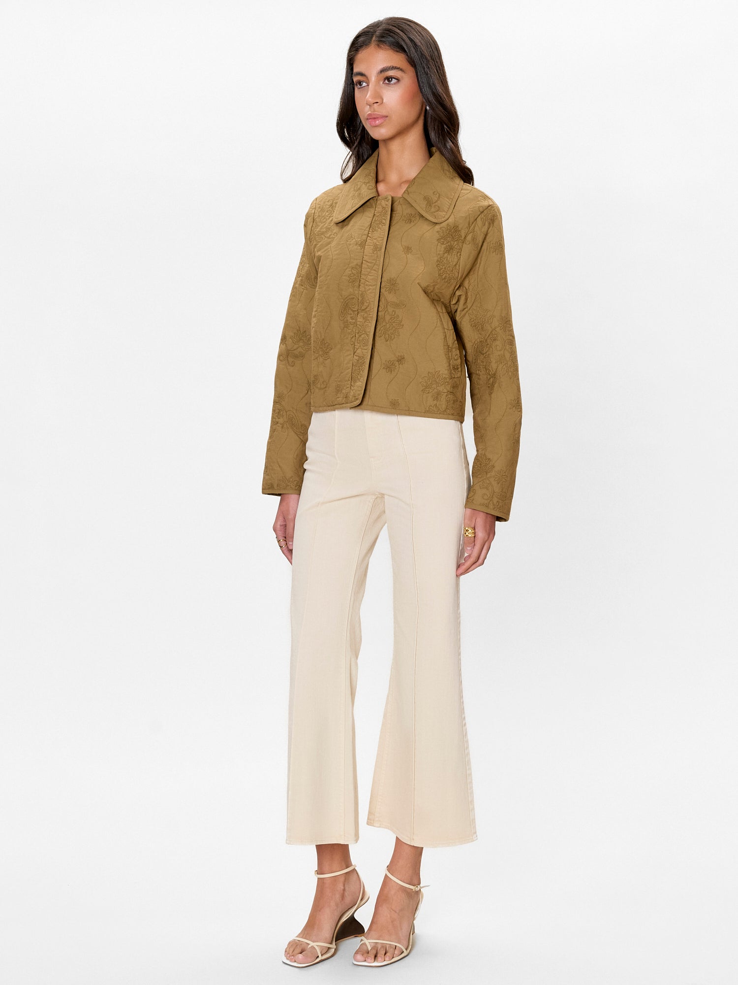 Zuri Quilted Jacket in Leaf Green by Rebecca Taylor