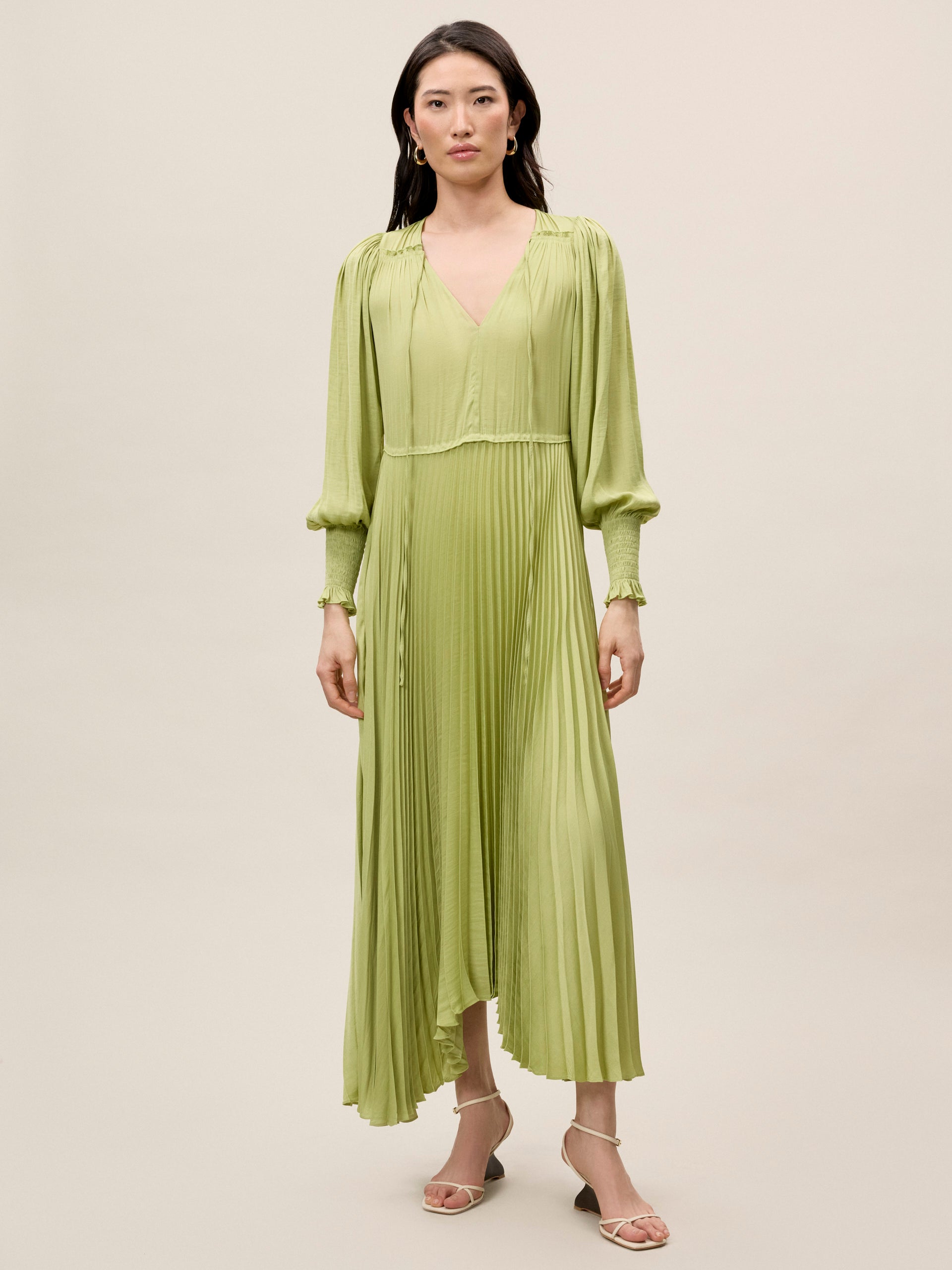 recycled polyester dress Matcha Pleated Dress