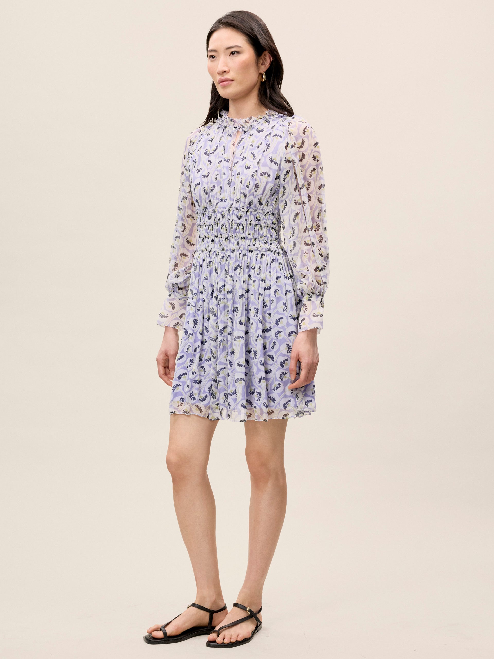 Deco Long Sleeve Dress in Deco Fleur Aster Combo by Rebecca Taylor