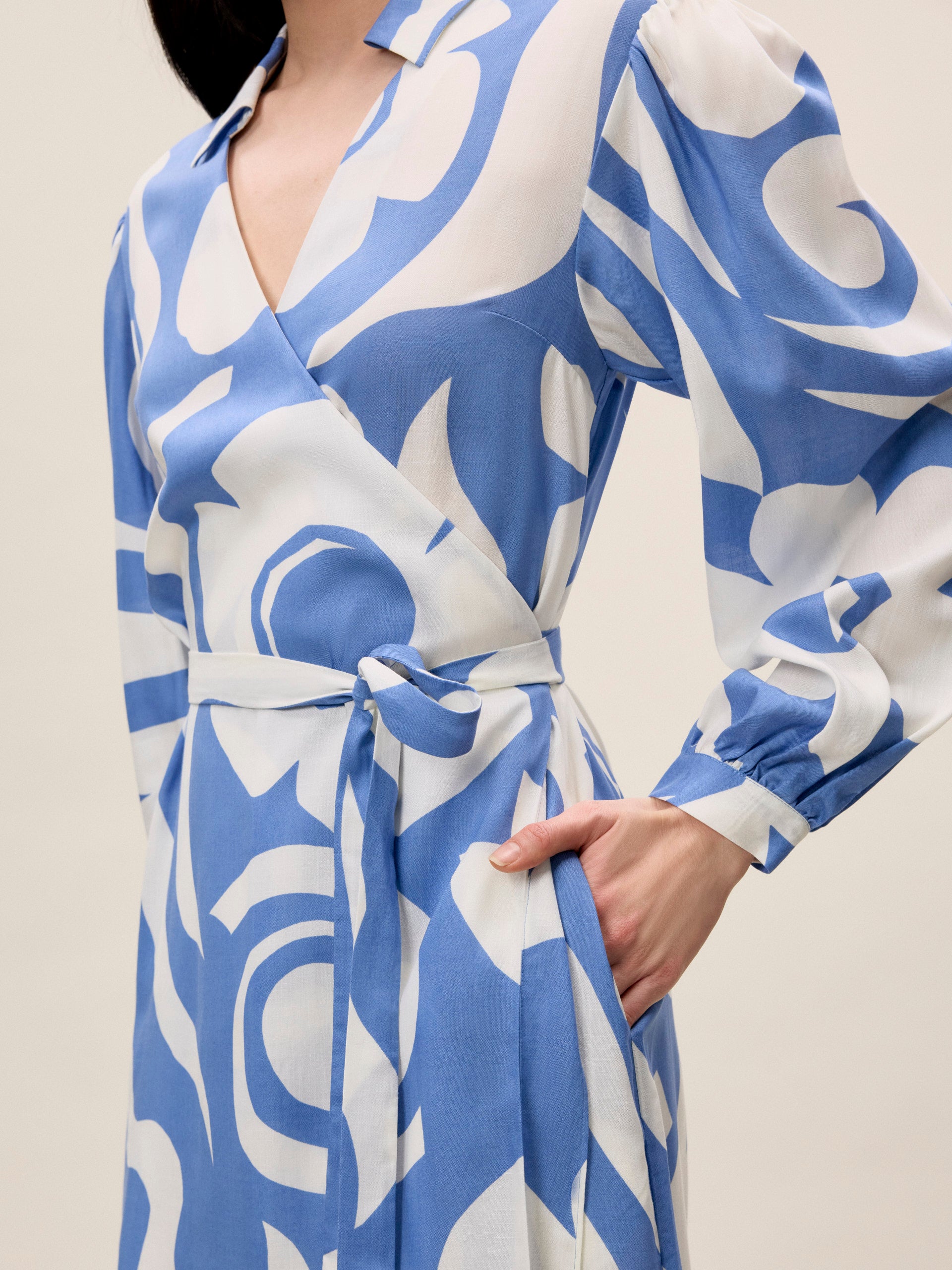 Silhouette Fleur Long Sleeve Whisper Dress in Silhouette Fleur French Blue Combo by Rebecca Taylor