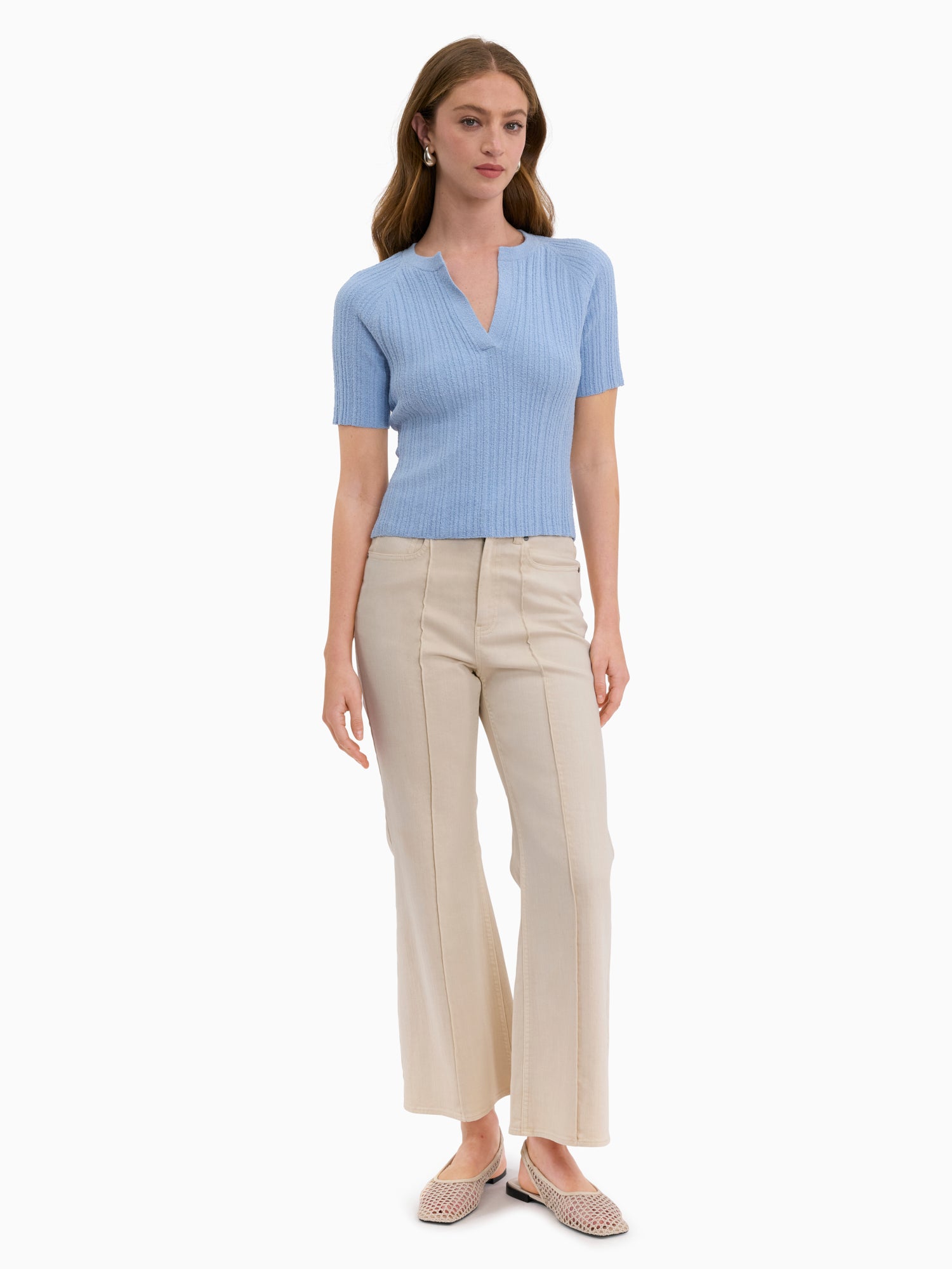 Boucle Knit Sweater in Azure by Rebecca Taylor