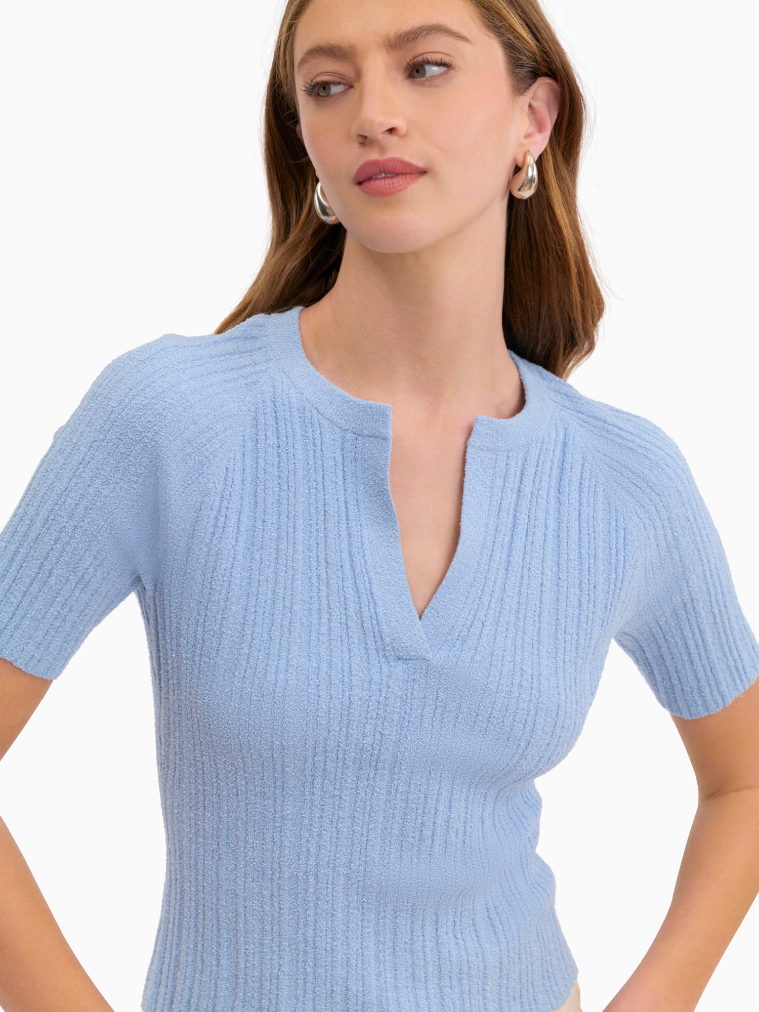 Boucle Knit Sweater in Azure by Rebecca Taylor