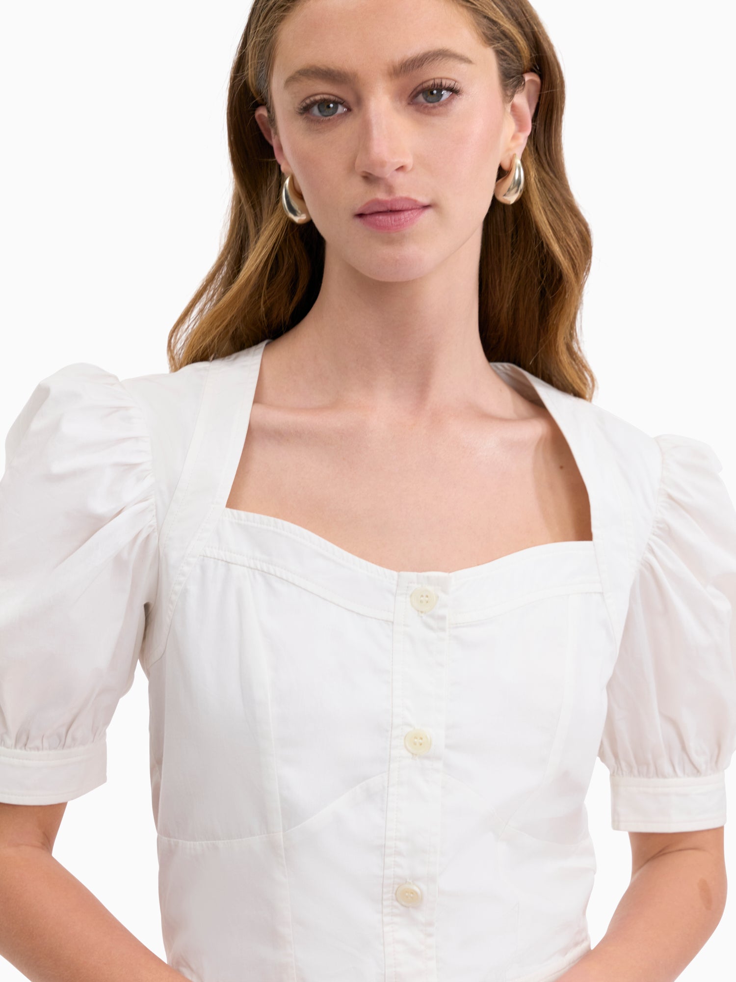 Brielle Poplin Shirt in Ivory by Rebecca Taylor