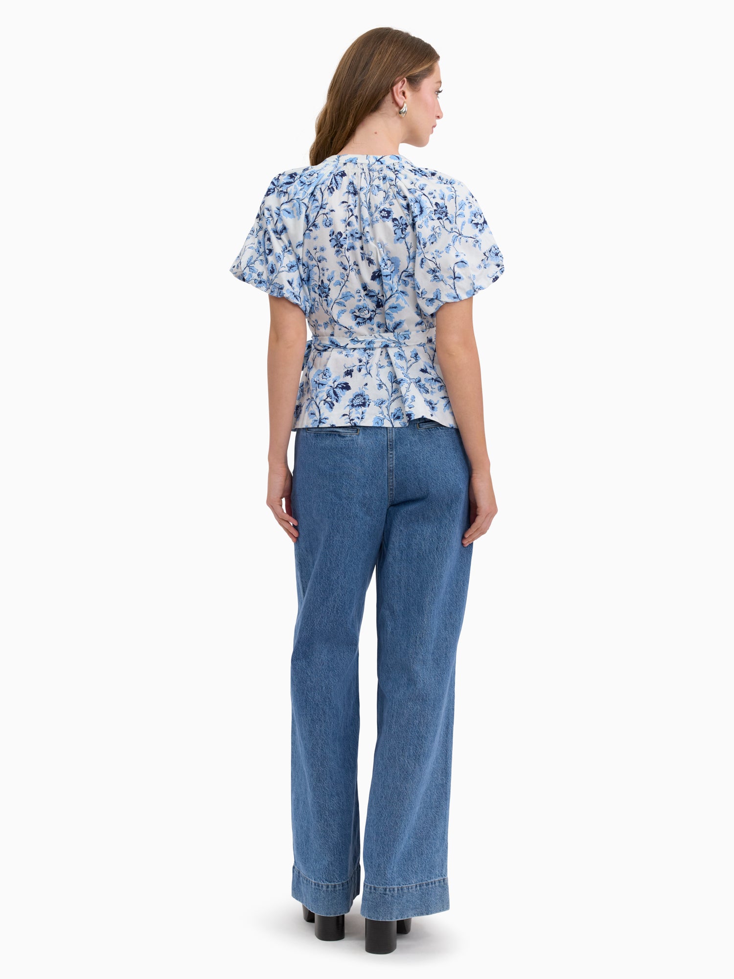Emelia Printed Blouse in Alaskan Blue Multi by Rebecca Taylor