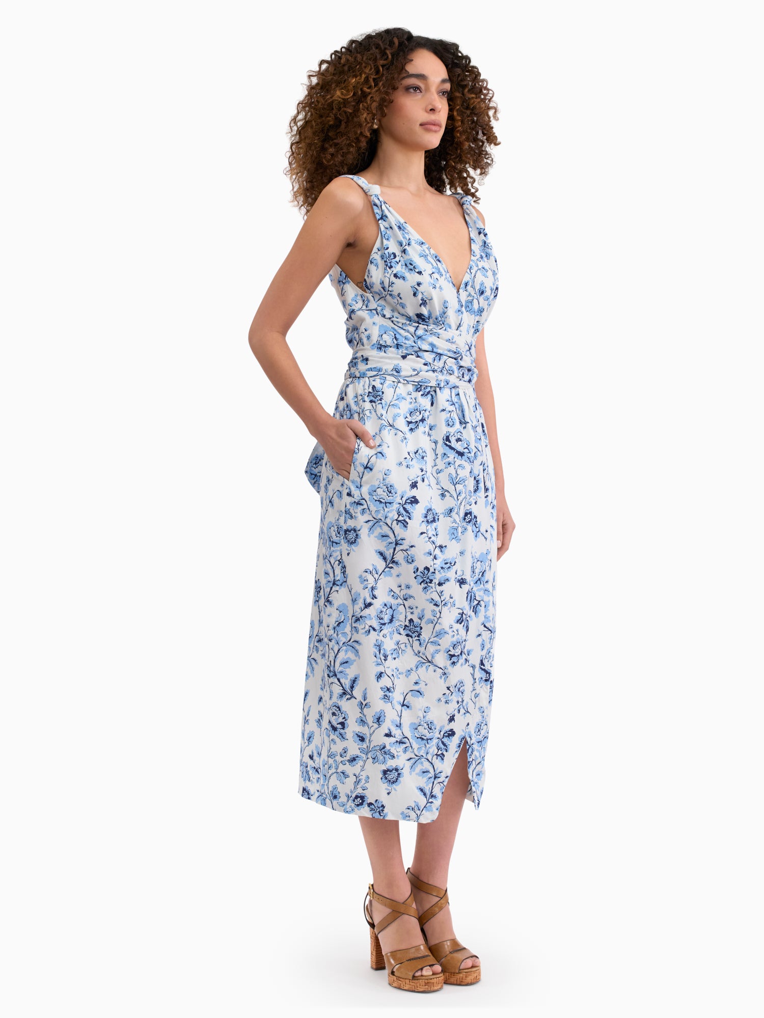 Emelia Printed Dress in Alaskan Blue Multi by Rebecca Taylor