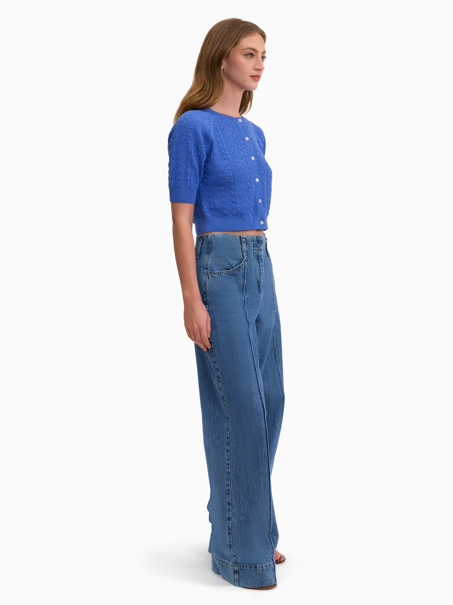 Verana Knit Cardigan in Capri Blue by Rebecca Taylor