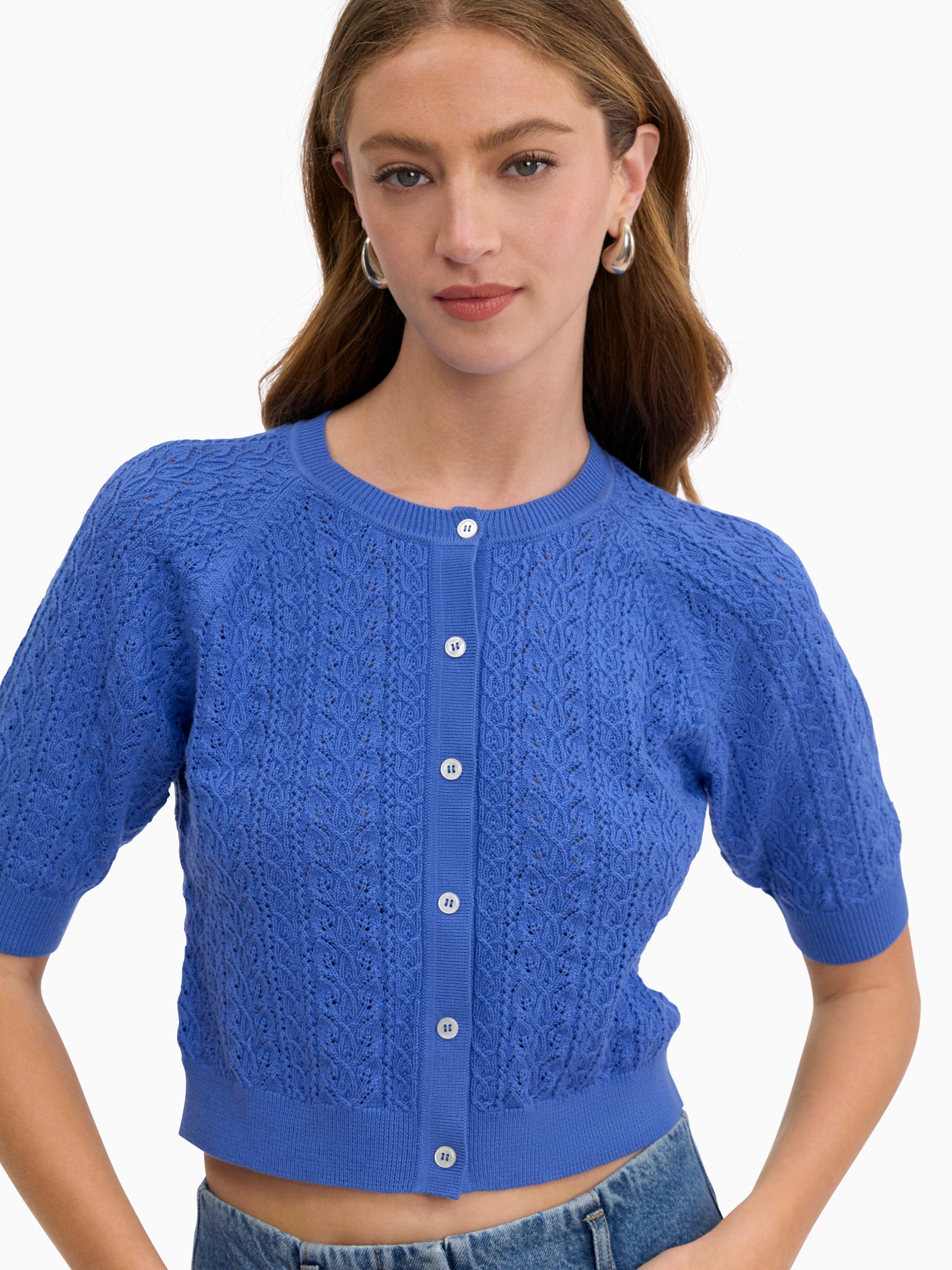 Verana Knit Cardigan in Capri Blue by Rebecca Taylor