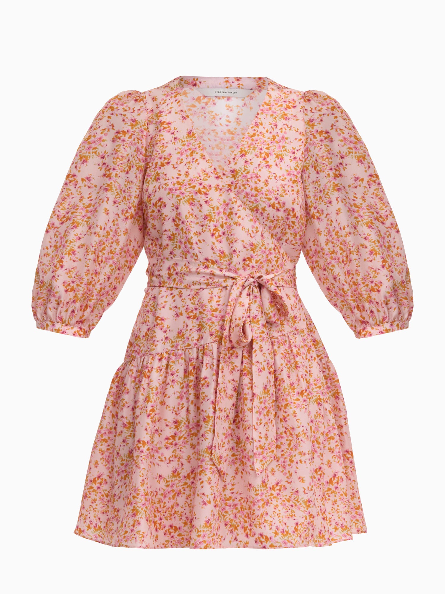 Bellamy Silk Mini Dress in Pale Pink Multi by Rebecca Taylor