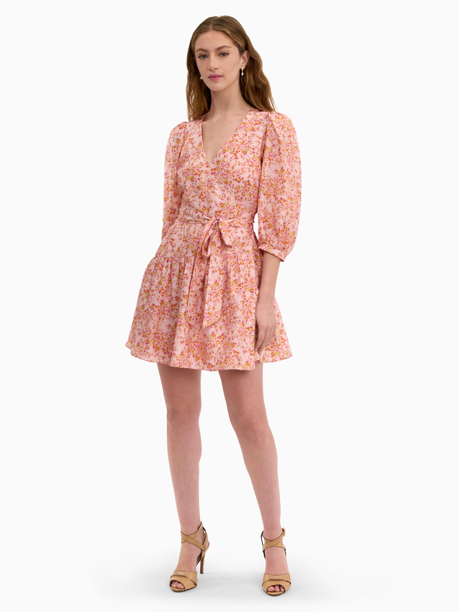Bellamy Silk Mini Dress in Pale Pink Multi by Rebecca Taylor