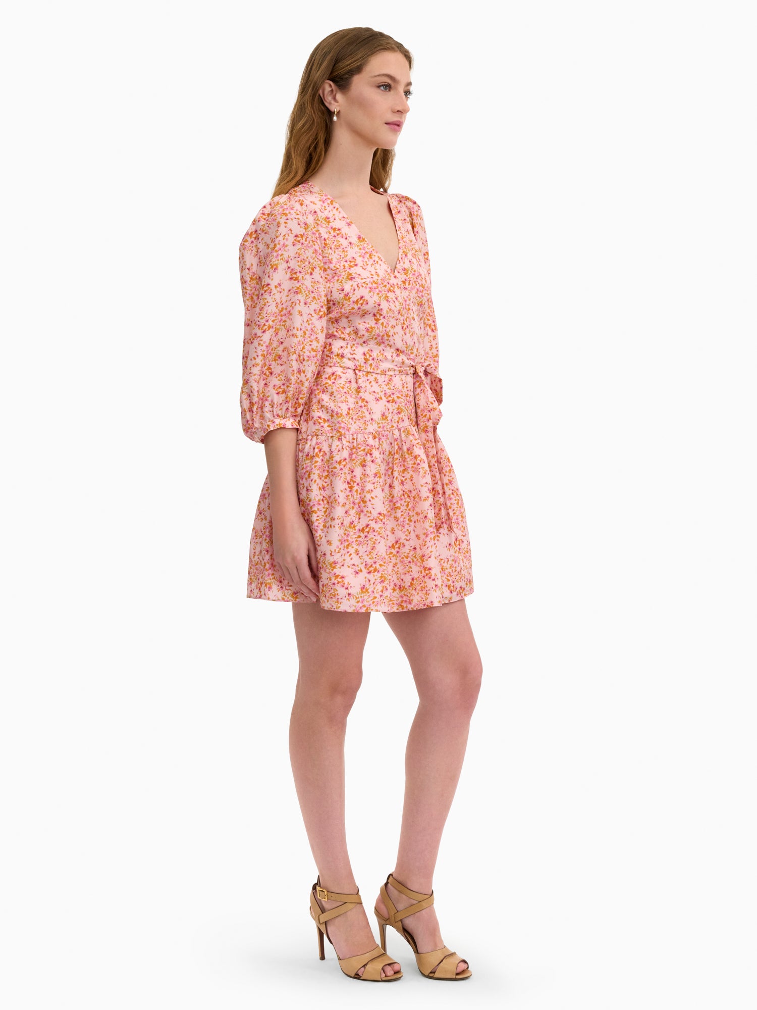 Bellamy Silk Mini Dress in Pale Pink Multi by Rebecca Taylor