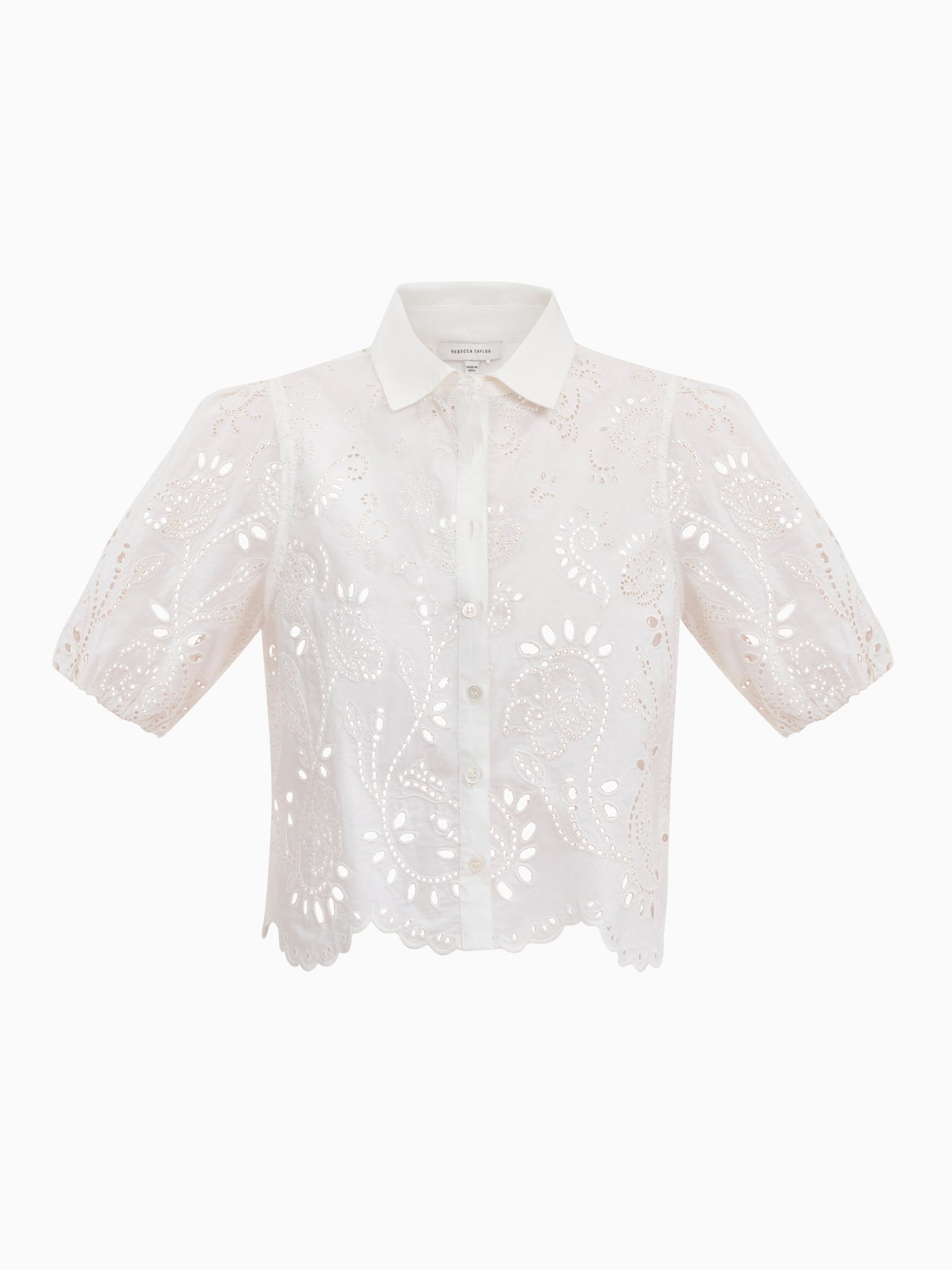 Brielle Poplin Eyelet Shirt in Ivory by Rebecca Taylor
