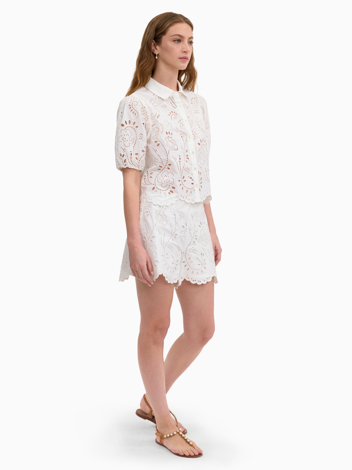 Brielle Poplin Eyelet Short in Ivory by Rebecca Taylor