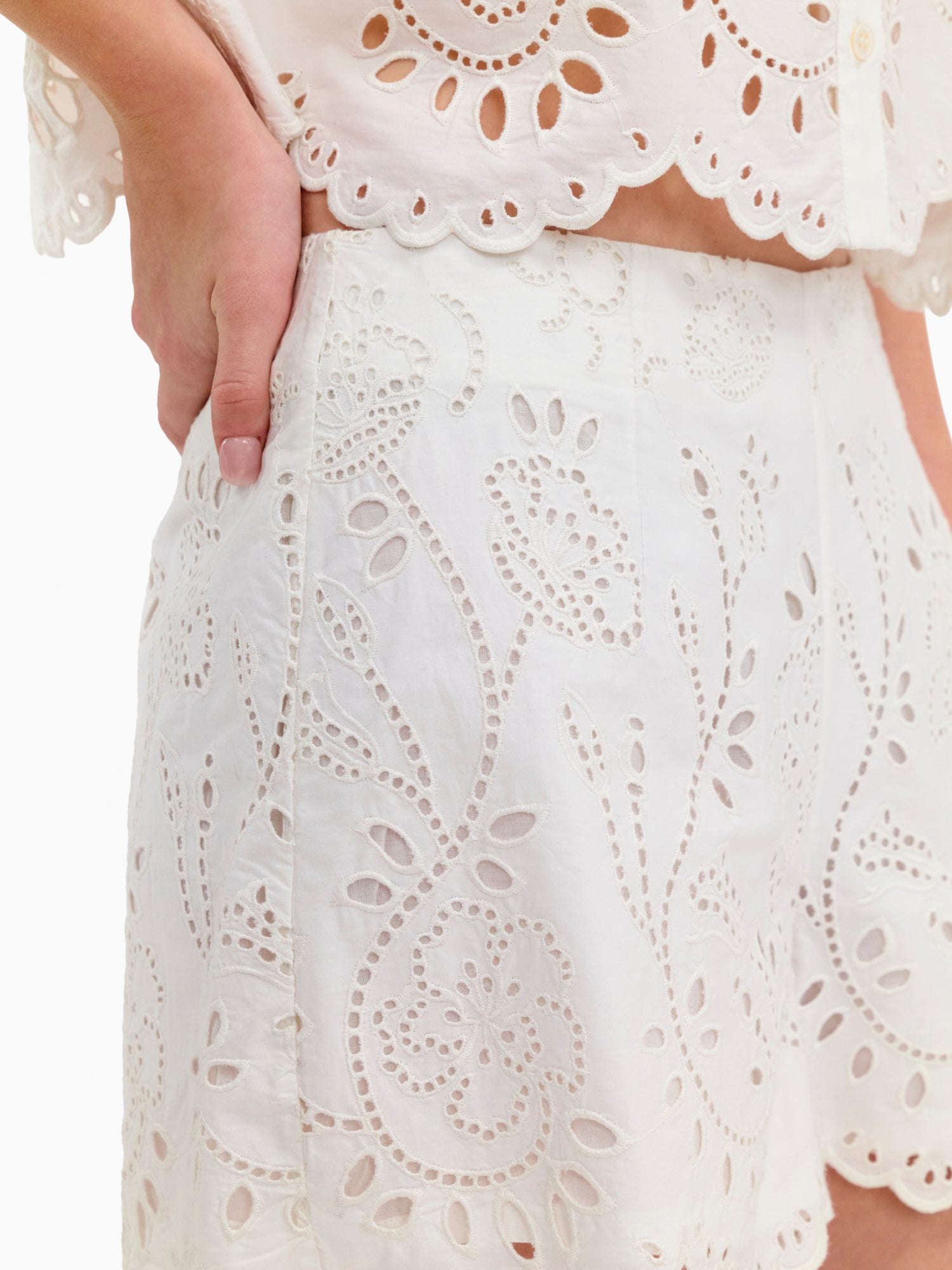 Brielle Poplin Eyelet Short in Ivory by Rebecca Taylor
