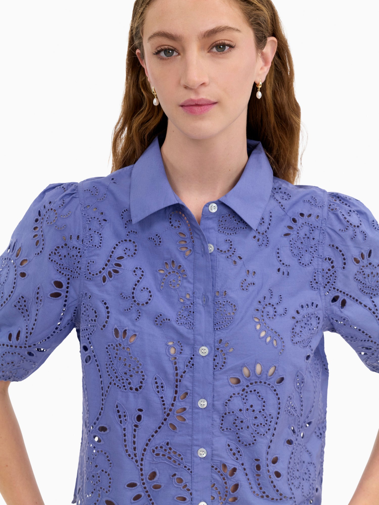 Brielle Poplin Eyelet Shirt in Lavender Bloom by Rebecca Taylor