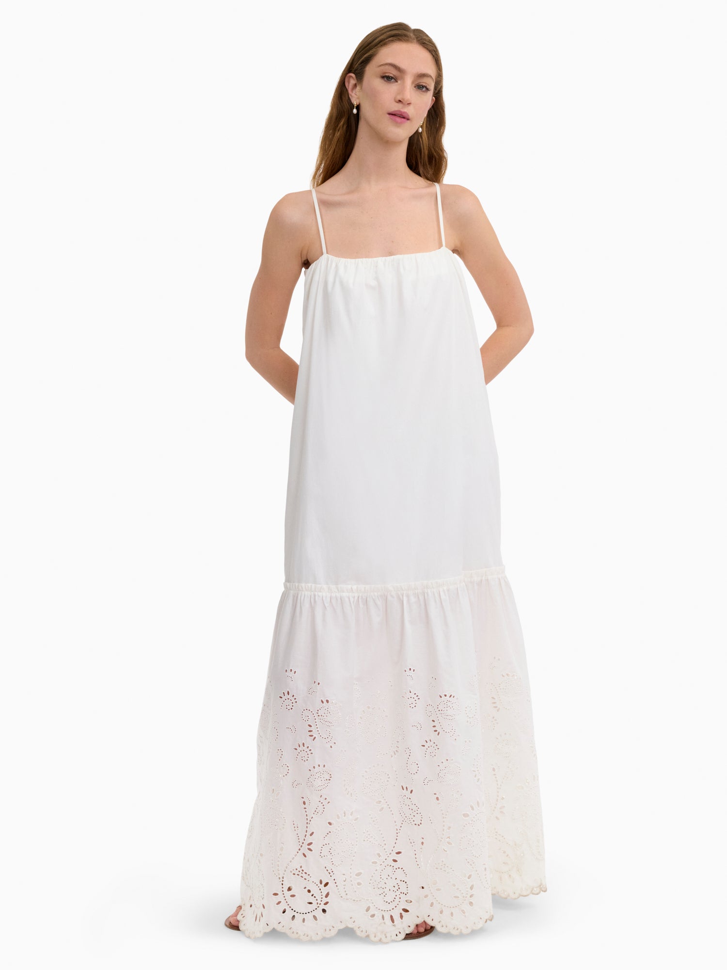 Brielle Poplin Eyelet Dress in Ivory by Rebecca Taylor