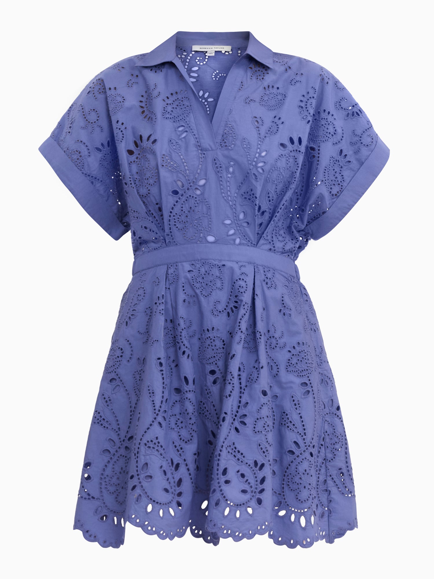 Brielle Poplin Eyelet Mini Dress in Lavender Bloom by Rebecca Taylor