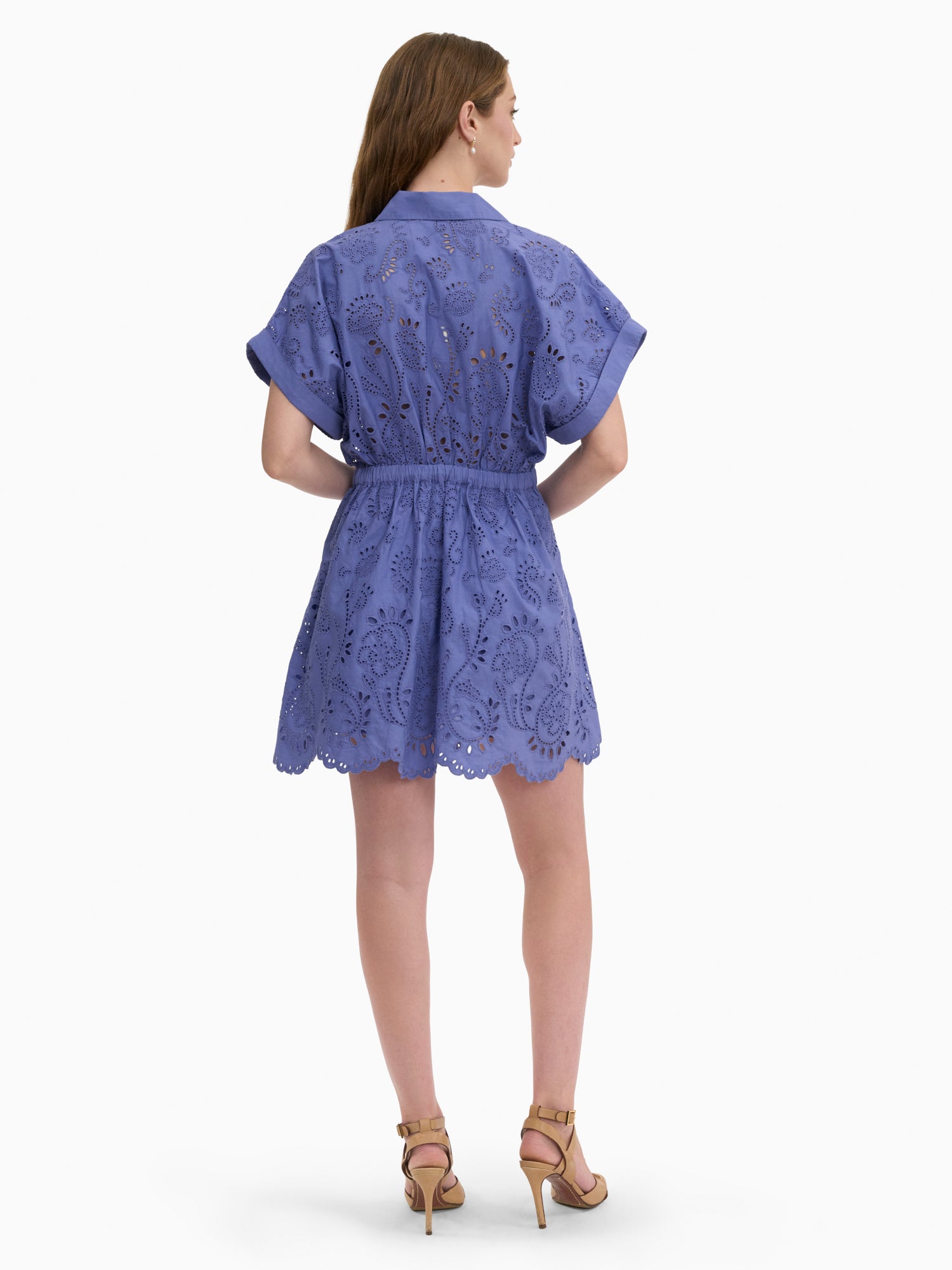 Brielle Poplin Eyelet Mini Dress in Lavender Bloom by Rebecca Taylor
