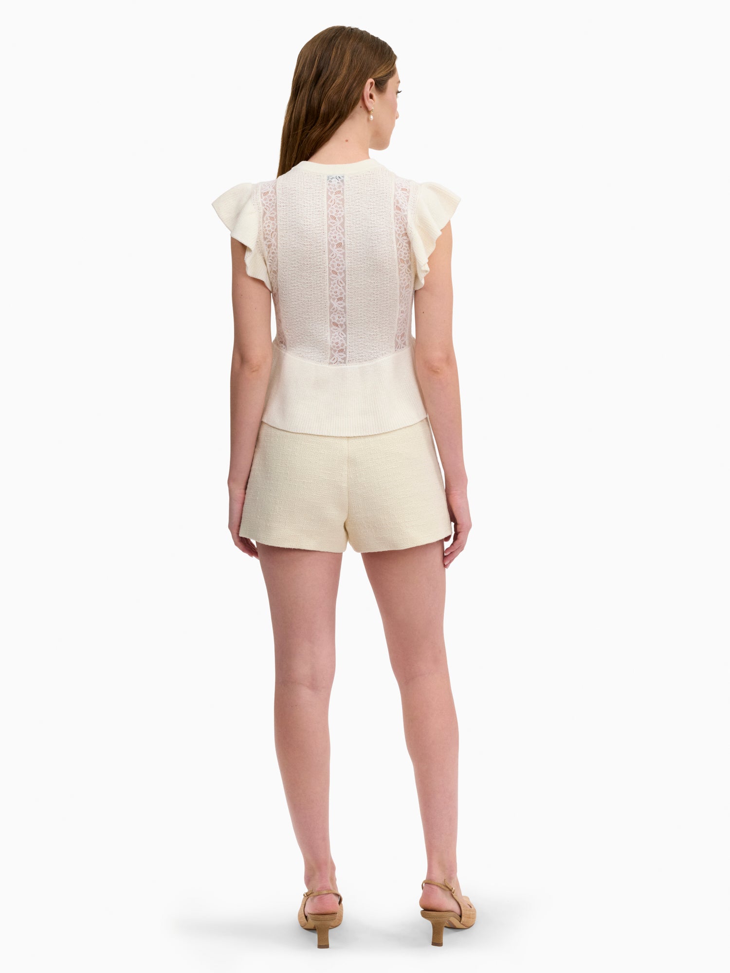 Rhea Lace Knit Sweater in Ivory by Rebecca Taylor