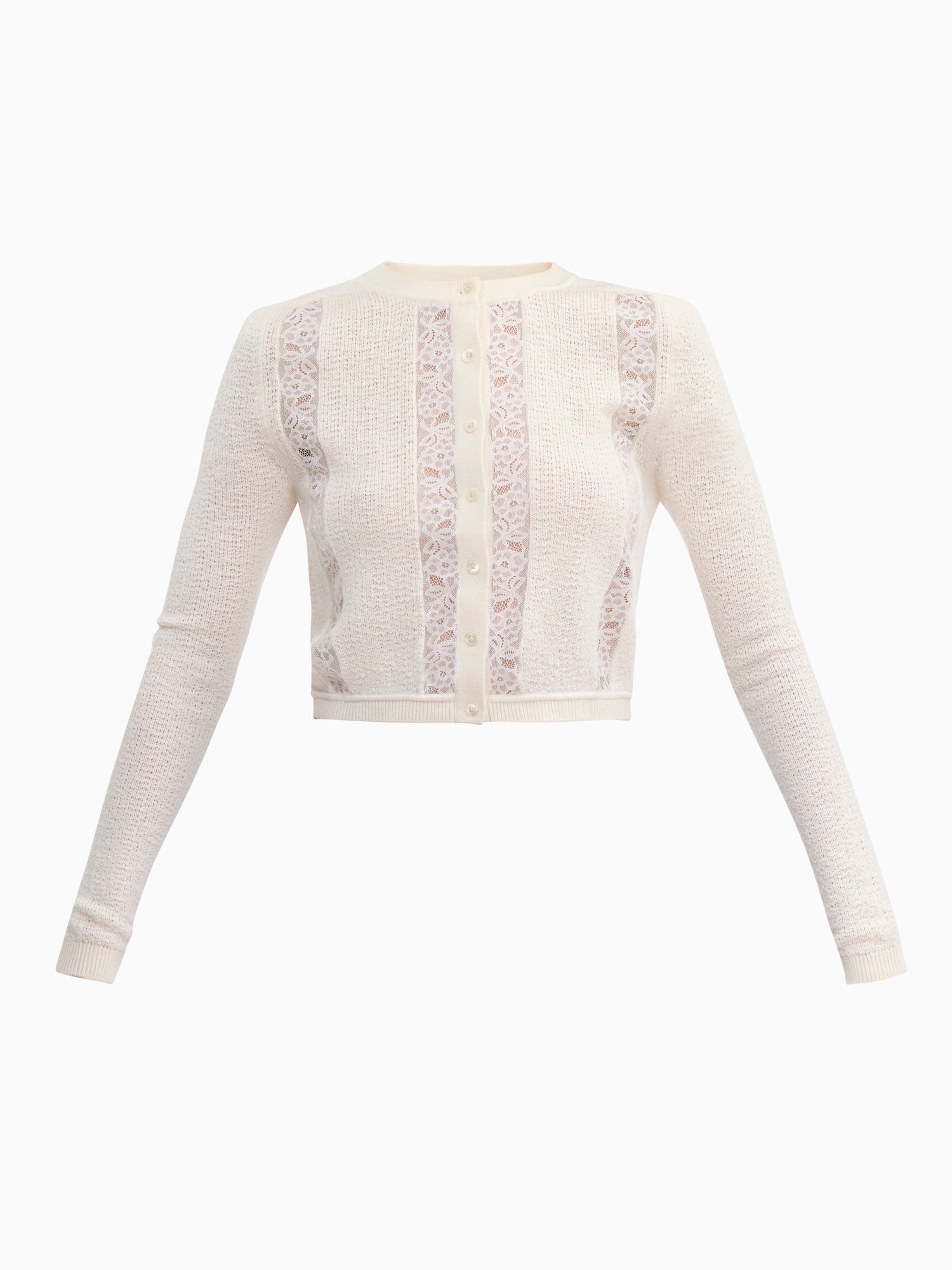 Rhea Lace Knit Cardigan in Ivory by Rebecca Taylor