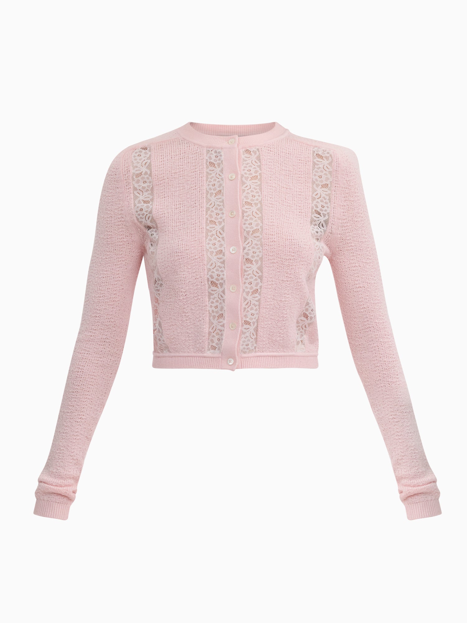 Rhea Lace Knit Cardigan in Peony Pink by Rebecca Taylor