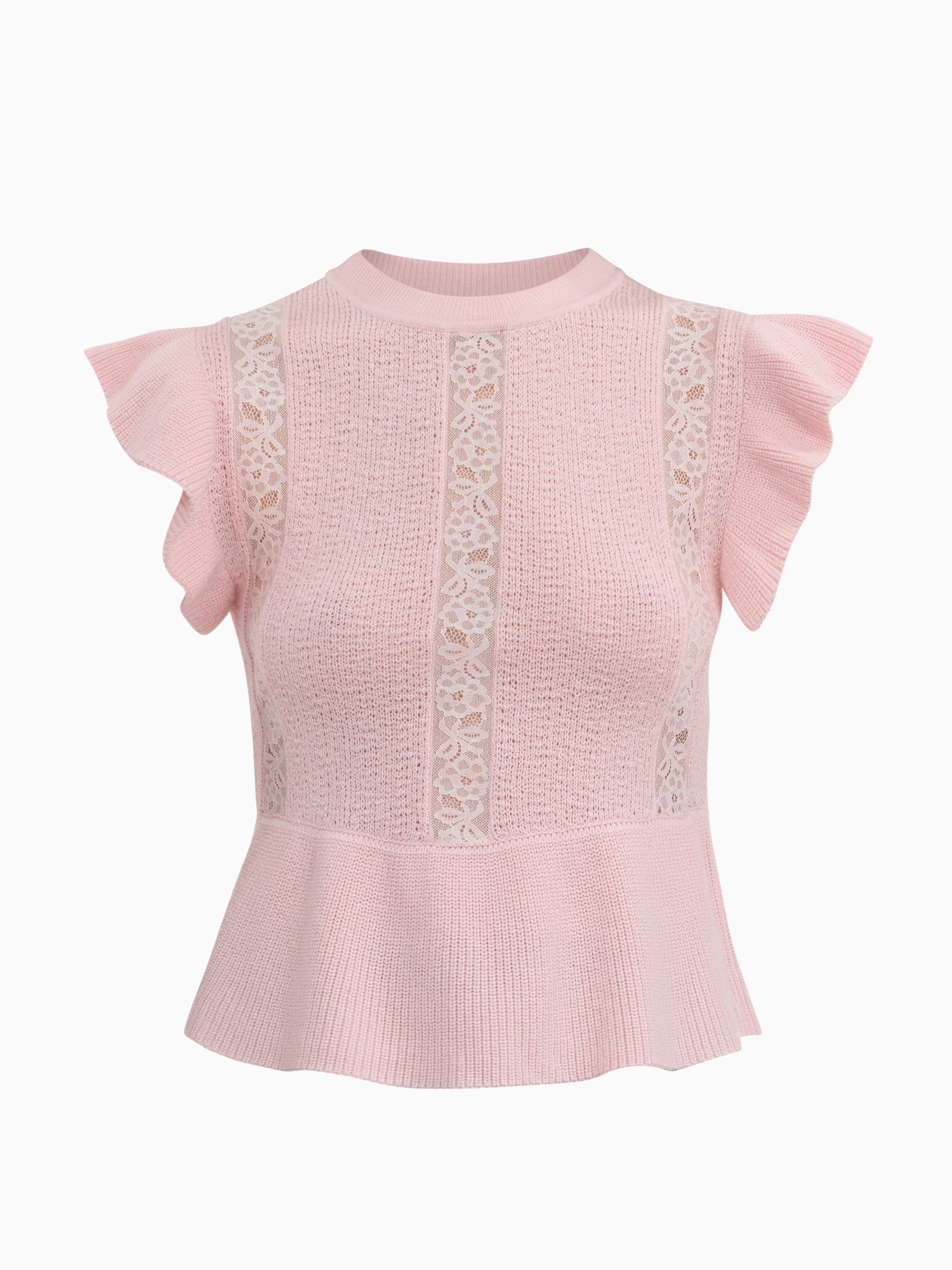 Rhea Lace Knit Sweater in Peony Pink by Rebecca Taylor