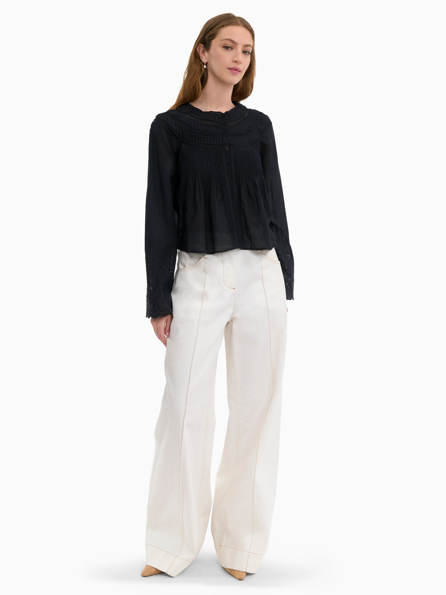 Sabine Blouse in Jet Black by Rebecca Taylor
