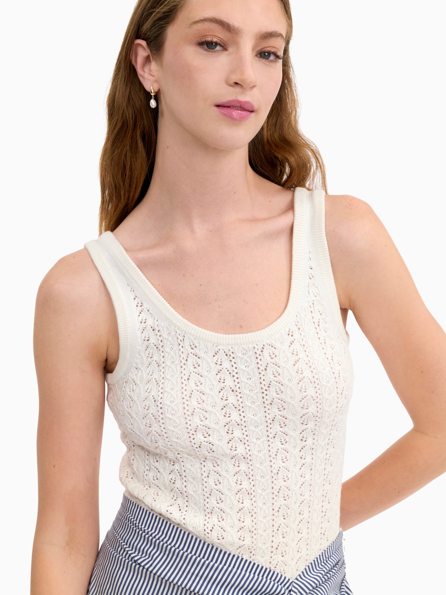 Verana Knit Tank in Ivory by Rebecca Taylor