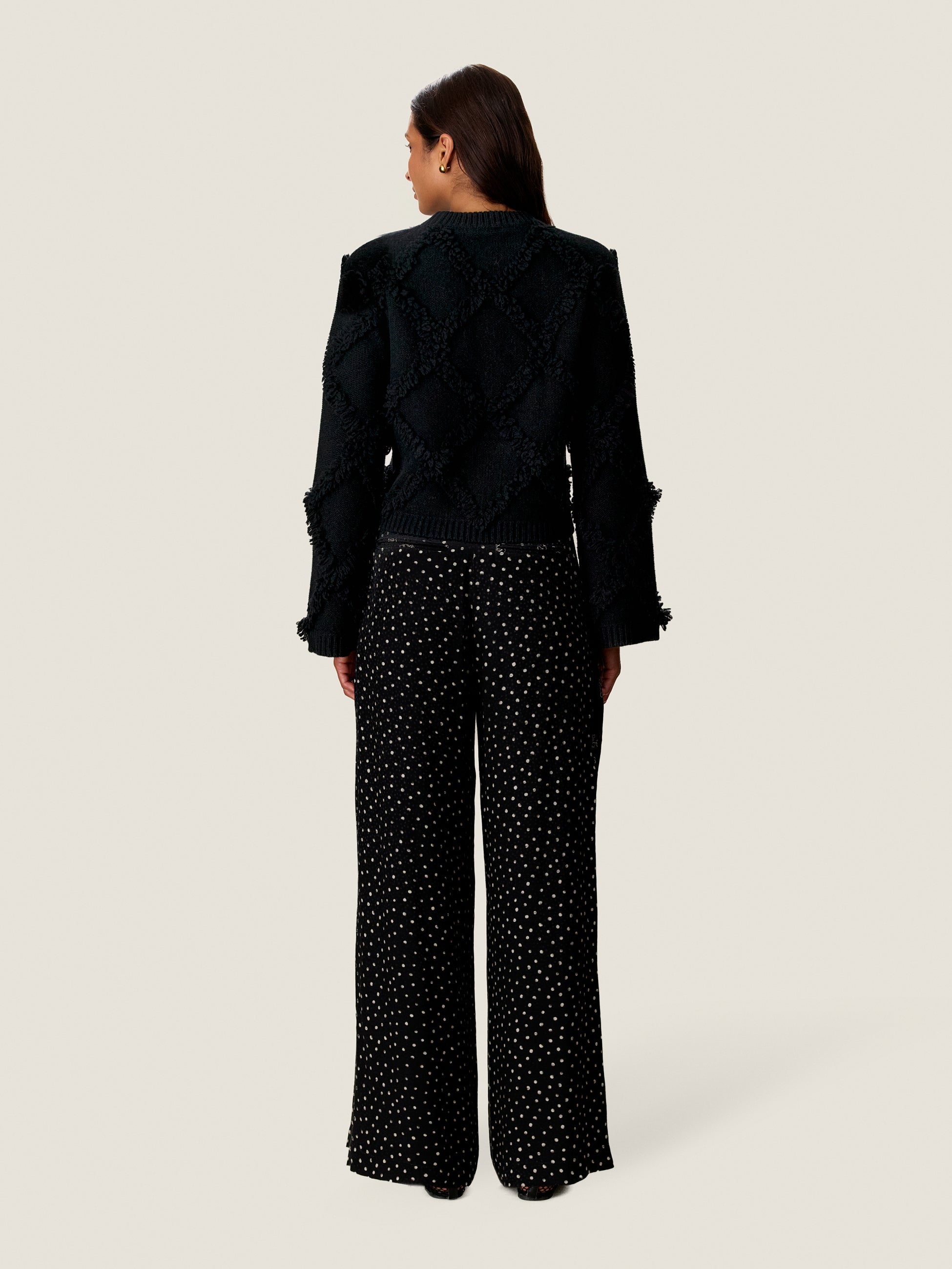 Thea Fringe Sweater in Noir by Rebecca Taylor