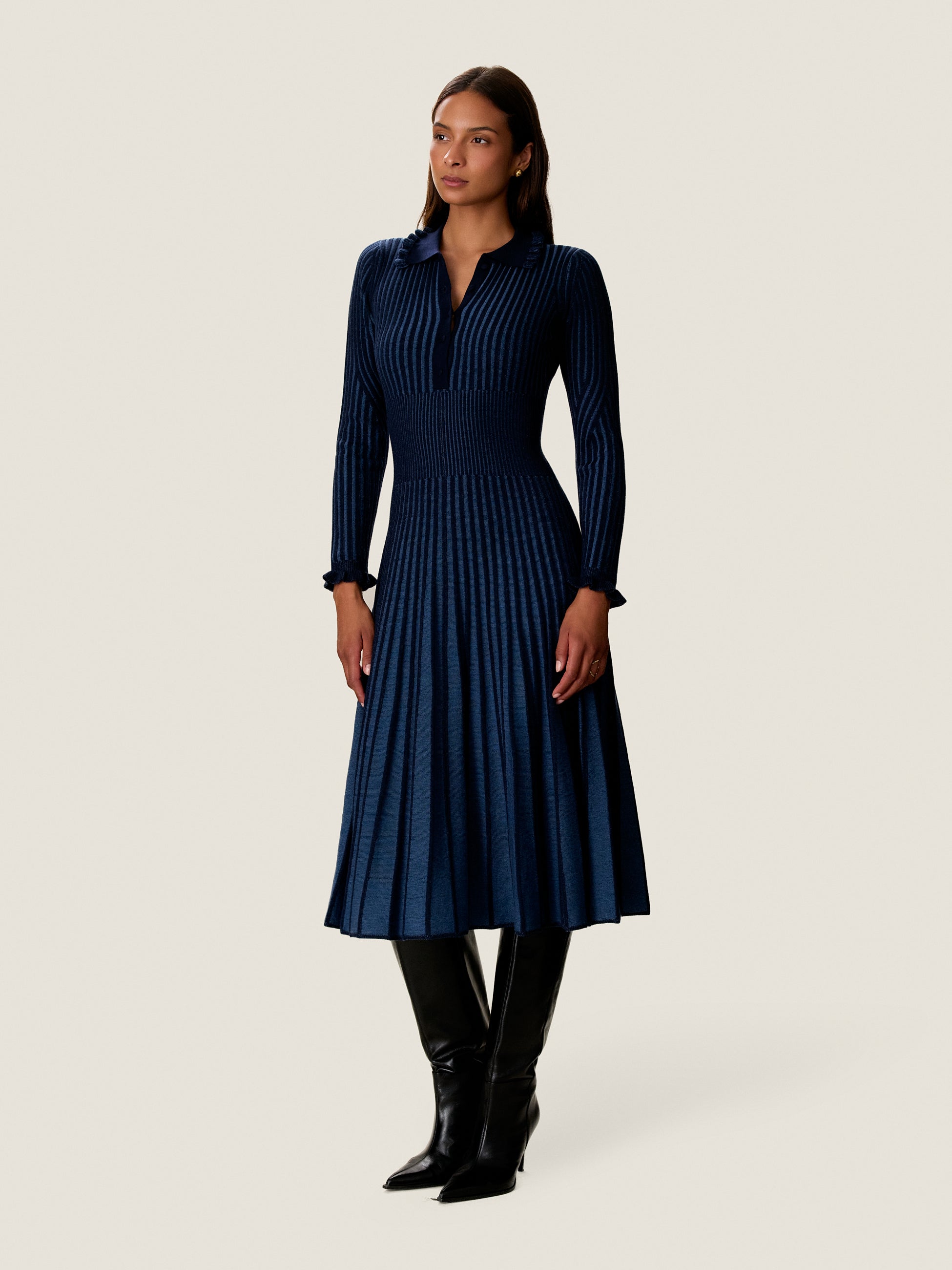 Faith Two-Toned Sweater Dress in Azure/Maritime by Rebecca Taylor