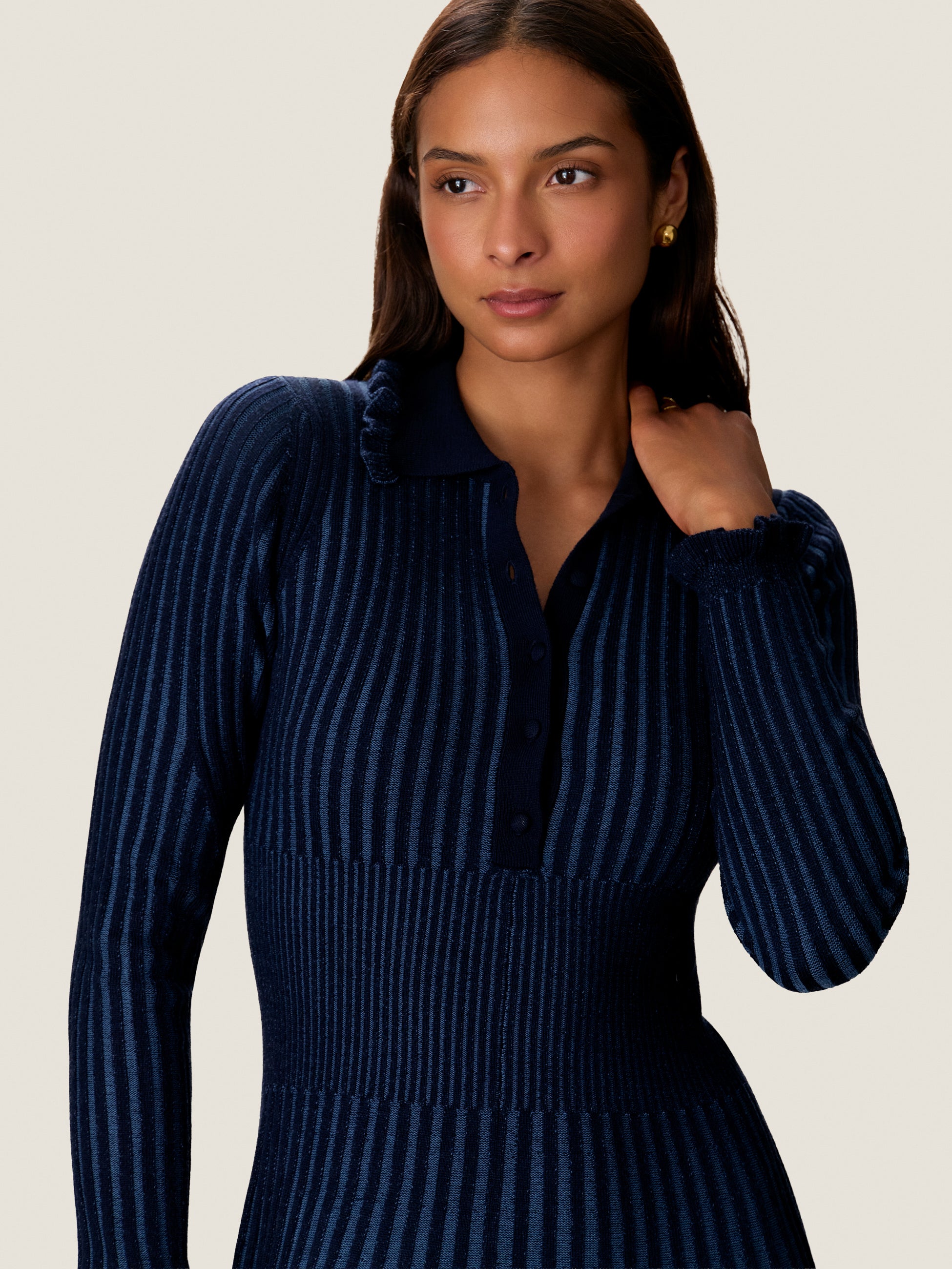 Faith Two-Toned Sweater Dress in Azure/Maritime by Rebecca Taylor